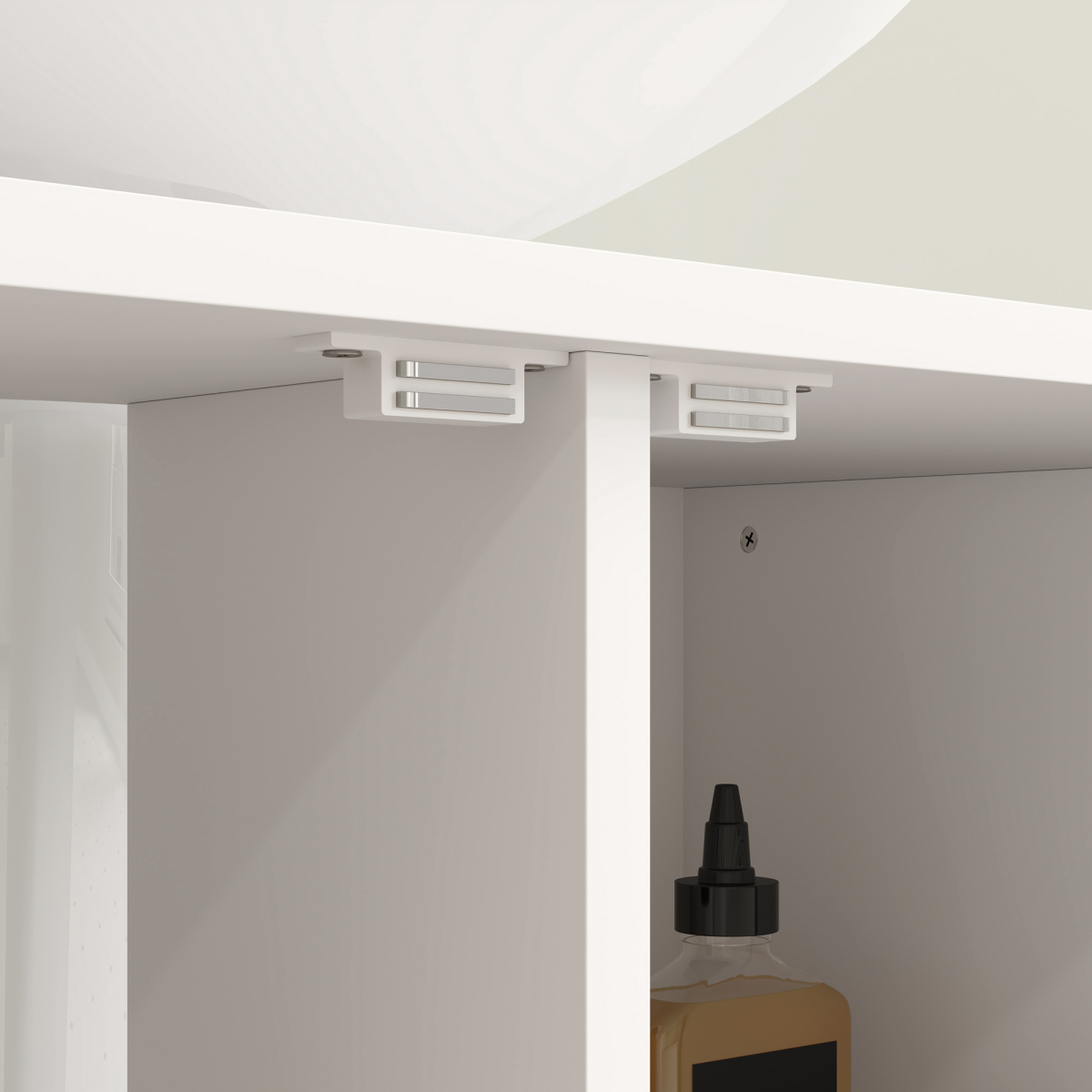 HOMCOM Cream Bathroom Under Sink Cabinet with U-Cut Out