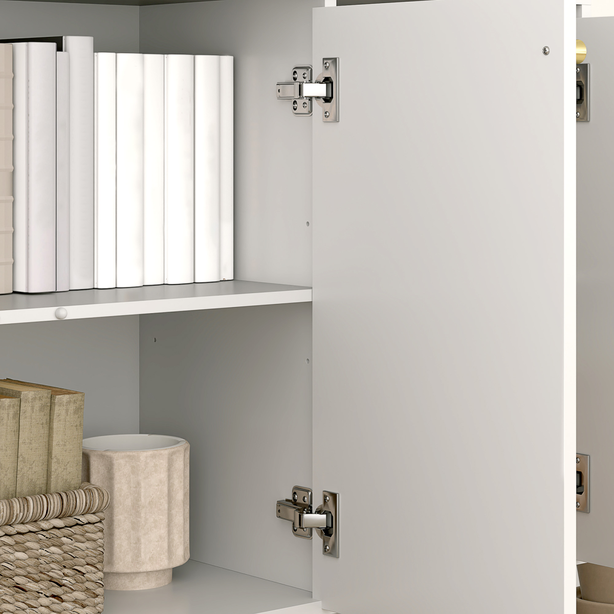 HOMCOM White Sideboard Cabinet with Adjustable Shelves and Doors