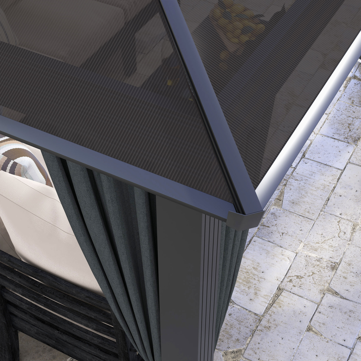 Outsunny 3 x 3.6m Aluminium Hardtop Gazebo with Polycarbonate Roof, Black and Dark Grey