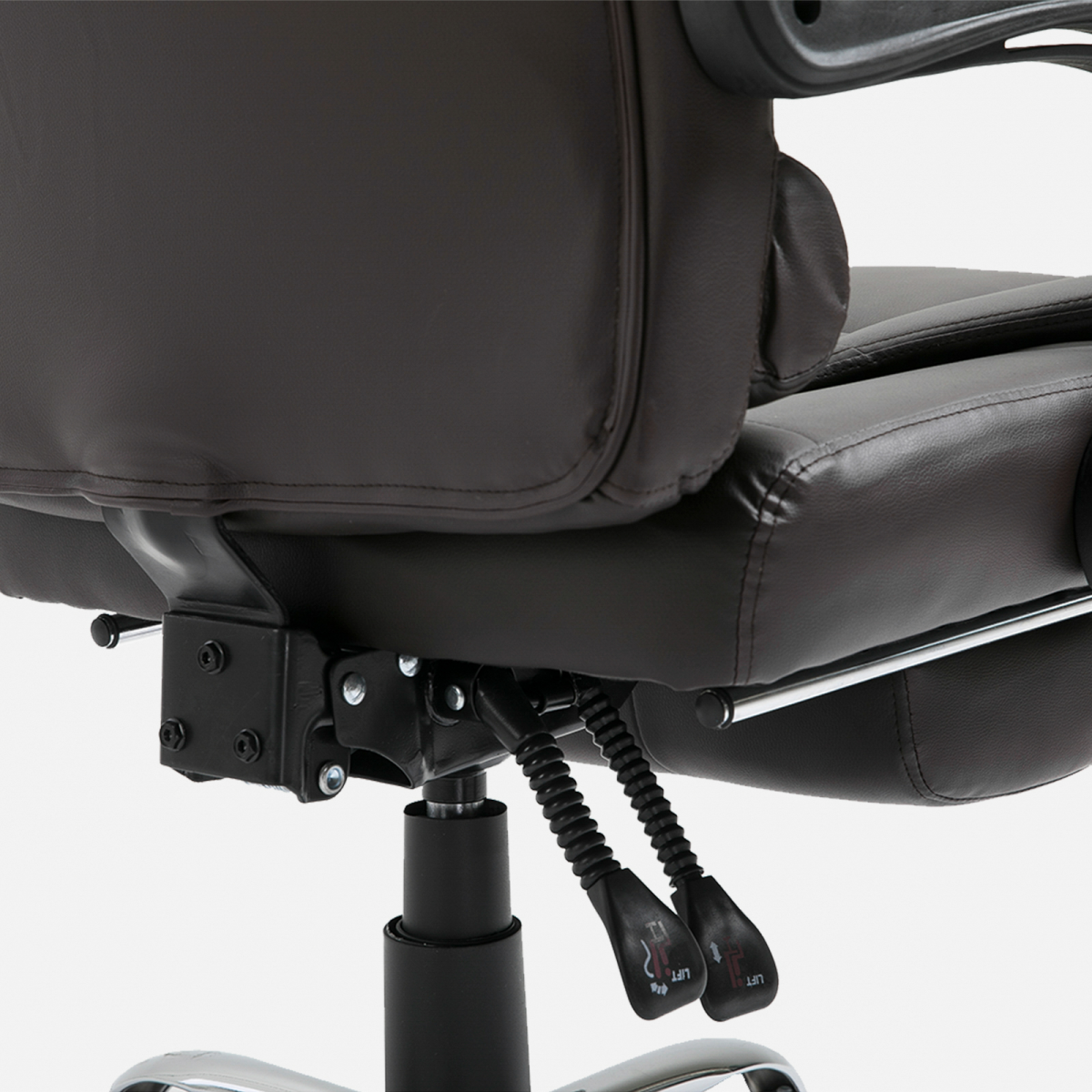 High Back Executive Office Chair with Reclining Backrest, Retractable Footrest, Swivel Wheels, Brown
