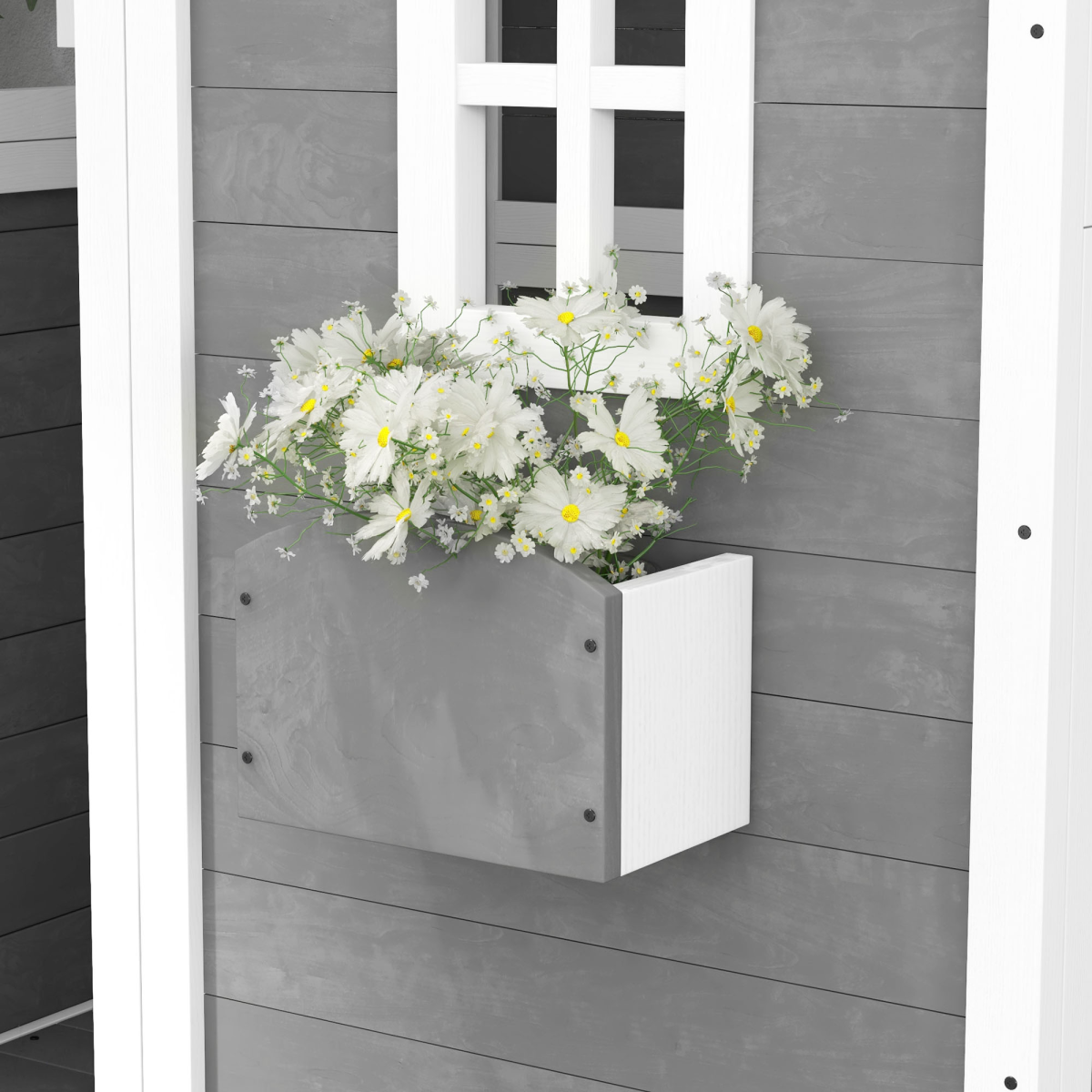 Outsunny Wooden Kids Wendy House with Floor, Grey
