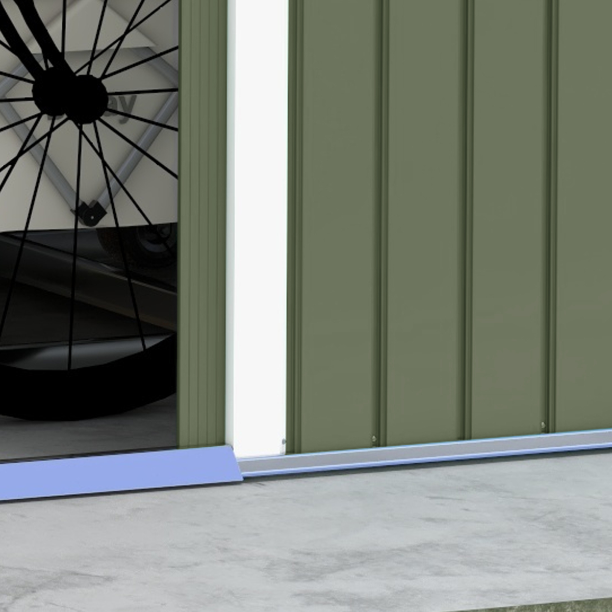 9 x 6FT Green Metal Garden Storage Shed with Sliding Double Doors, Ventilation, Sloping Roof and Floor Foundation