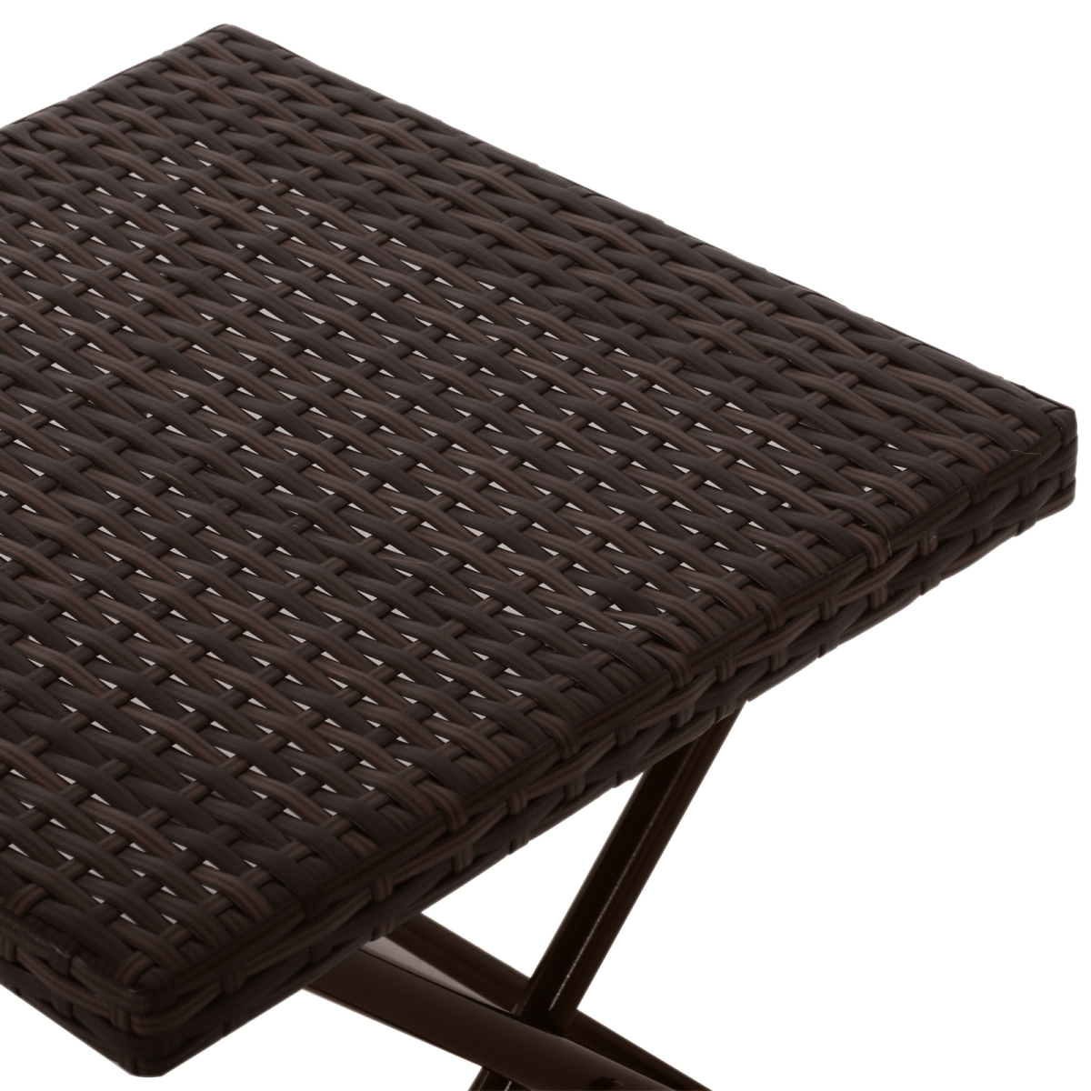 Outsunny Folding Square PE Rattan Coffee Table, Steel Frame, Outdoor Bistro Balcony Garden, Brown