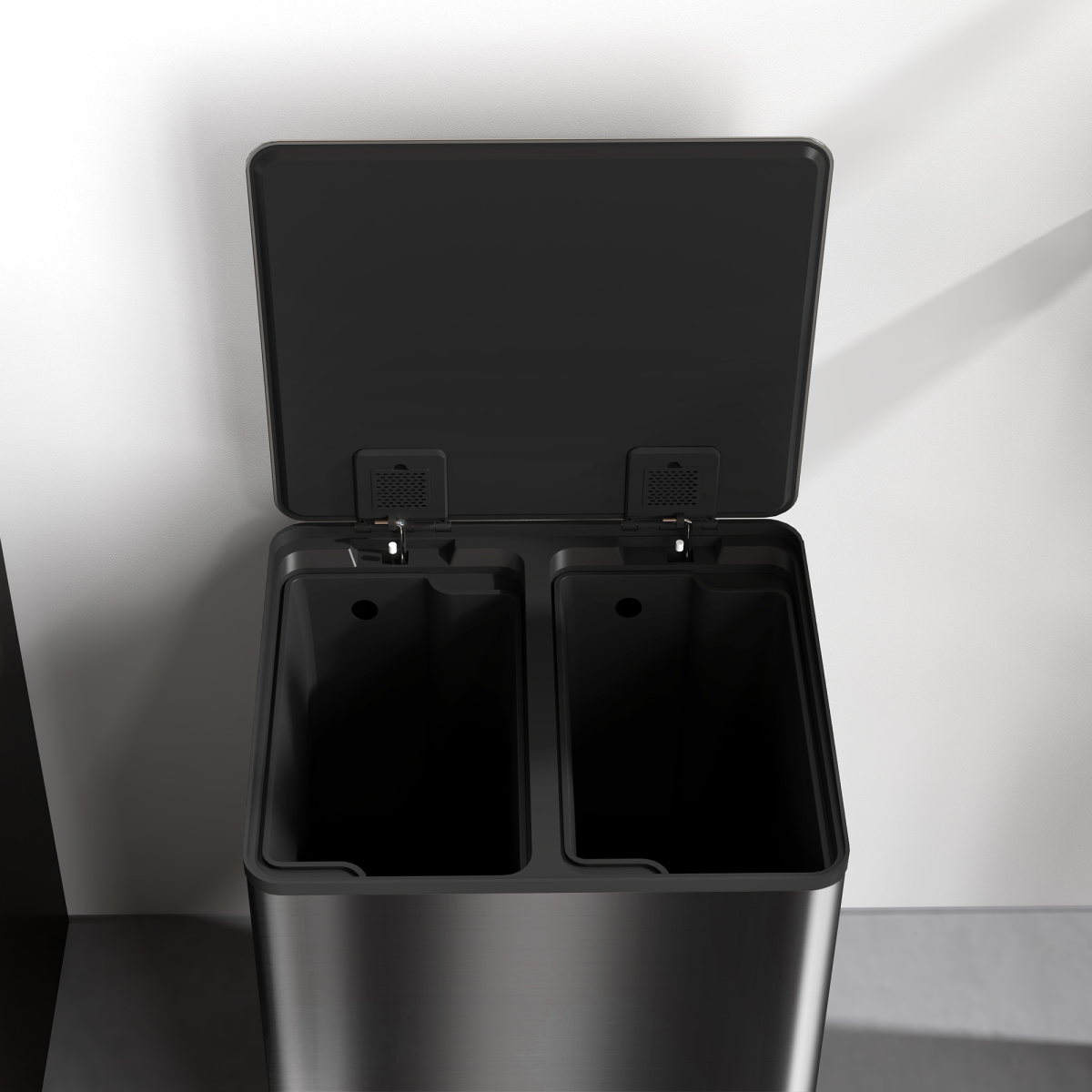 HOMCOM Dual Bin Pedal Bin, 2 x 30L Stainless Steel, Black