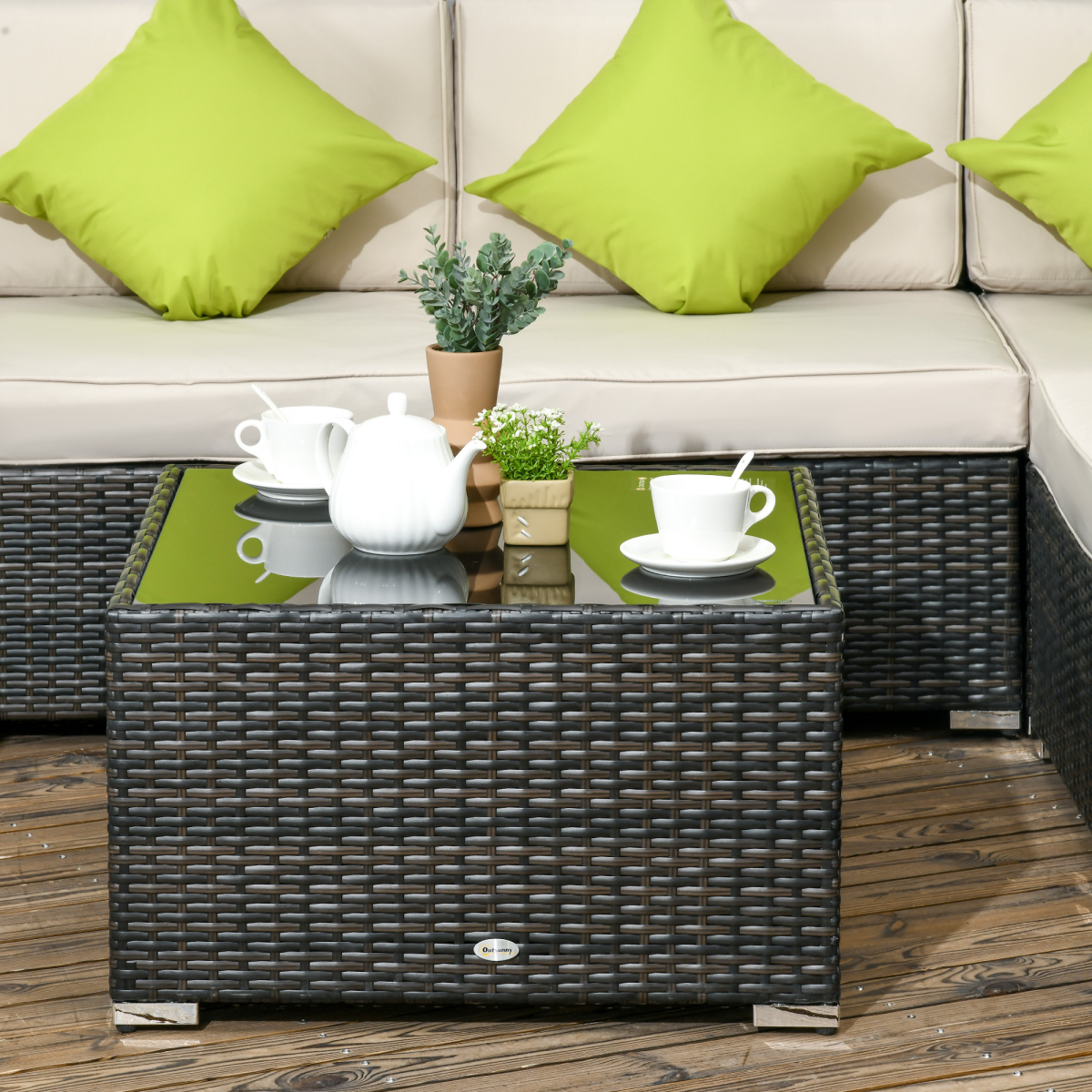 Outsunny 8-Piece Brown Rattan Patio Sofa Set