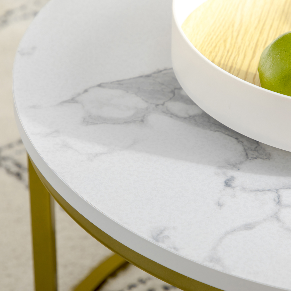 HOMCOM Set of 2 Round Nesting Marble Coffee Tables for Living Room