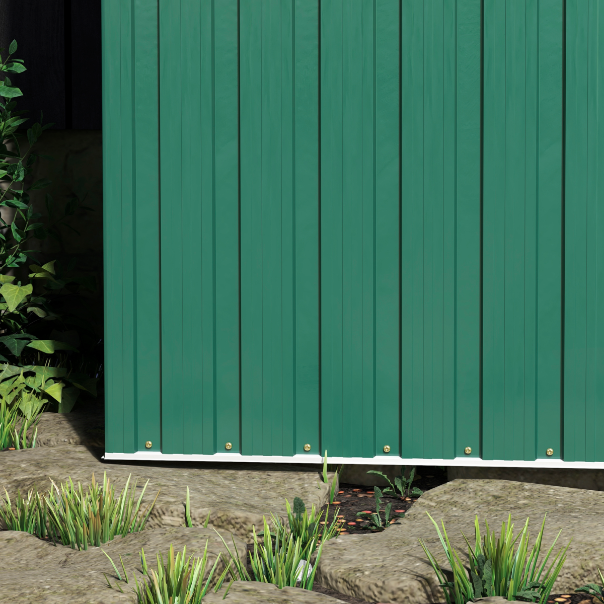 Outsunny 5 x 3ft Galvanised Steel Garden Storage Shed with Sliding Door and Sloped Roof, Green