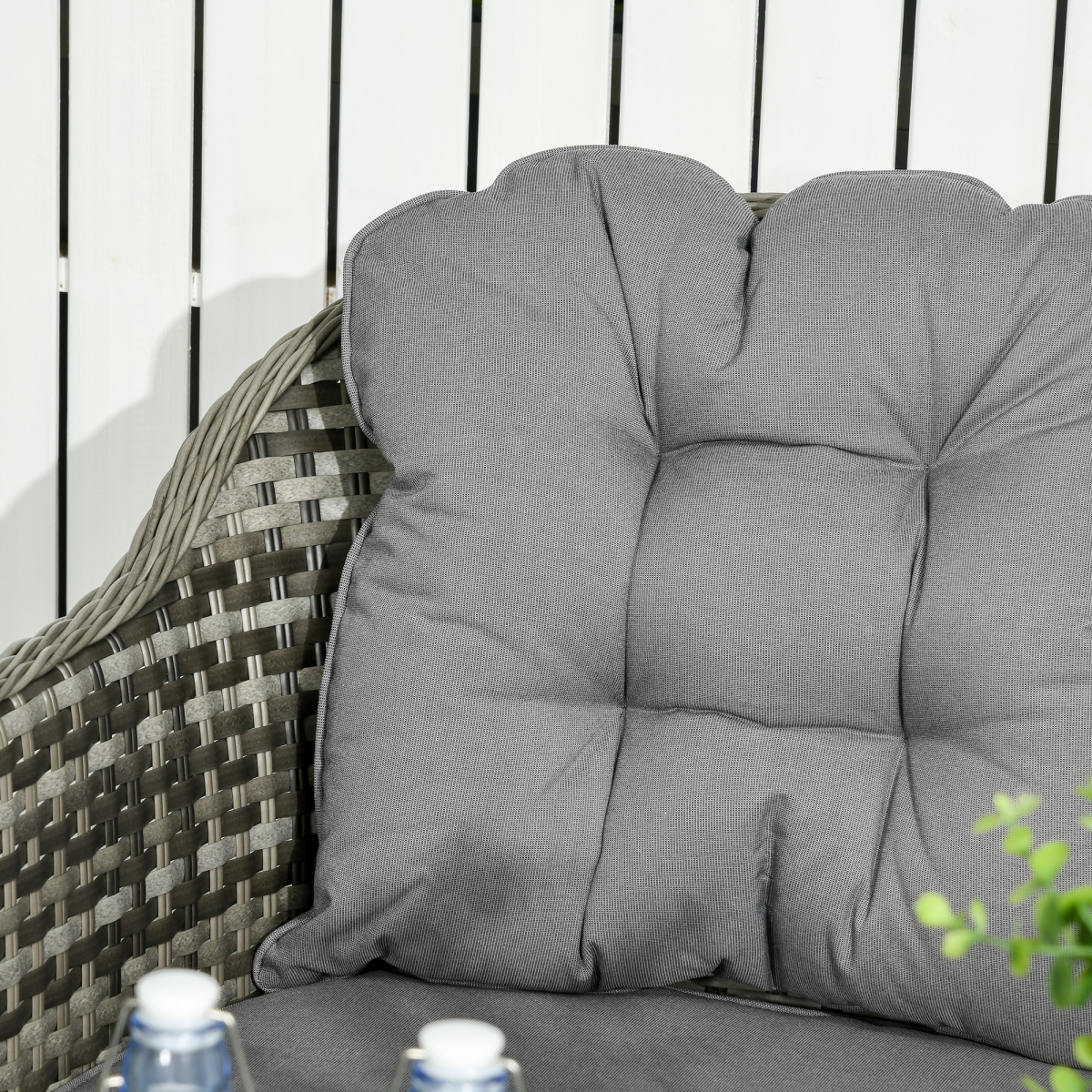 Outsunny 4 Piece Rattan Garden Sofa Set with Glass Top Table