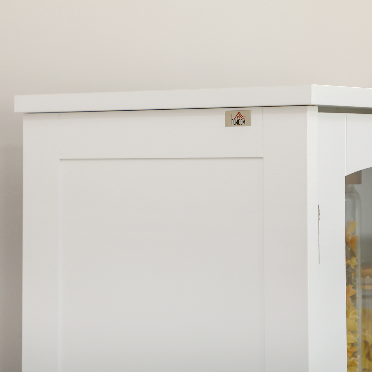 HOMCOM Kitchen Storage Cabinet with Adjustable Shelves, Glass Door, 160cm