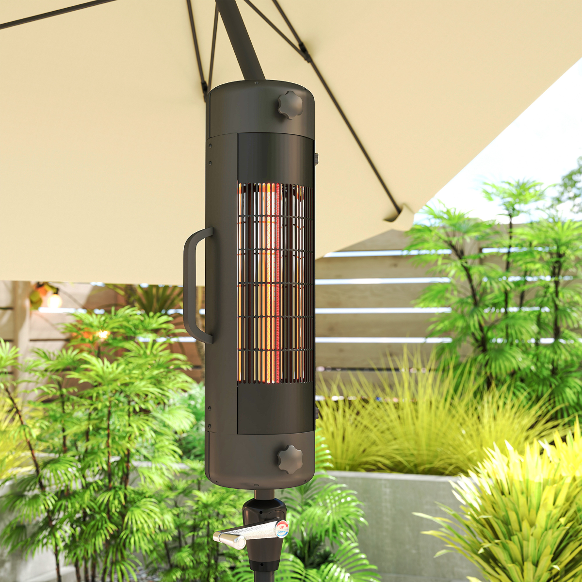 Outsunny Electric Parasol Mounted Patio Heater, 2 Heat Settings