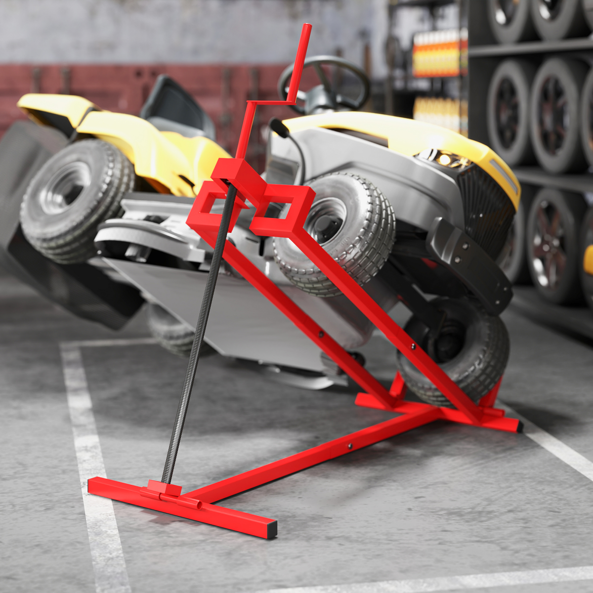 HOMCOM Foldable Steel Lawn Mower & ATV Maintenance Lift, 400 kg