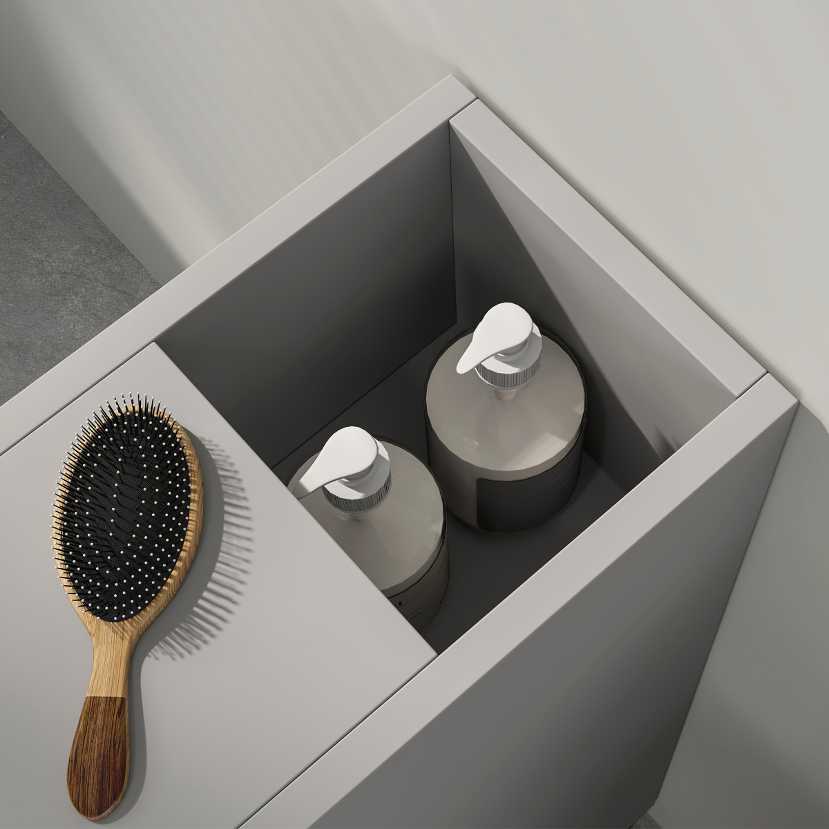 kleankin Slim Grey Bathroom Storage Cabinet with Wheels and Open Compartments