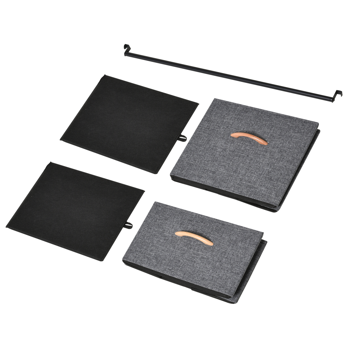 HOMCOM Freestanding Clothes Hanger Storage Unit, Steel Frame, Black Brown, 175 x 83 cm, with Top Rail, Shelf and Drawers