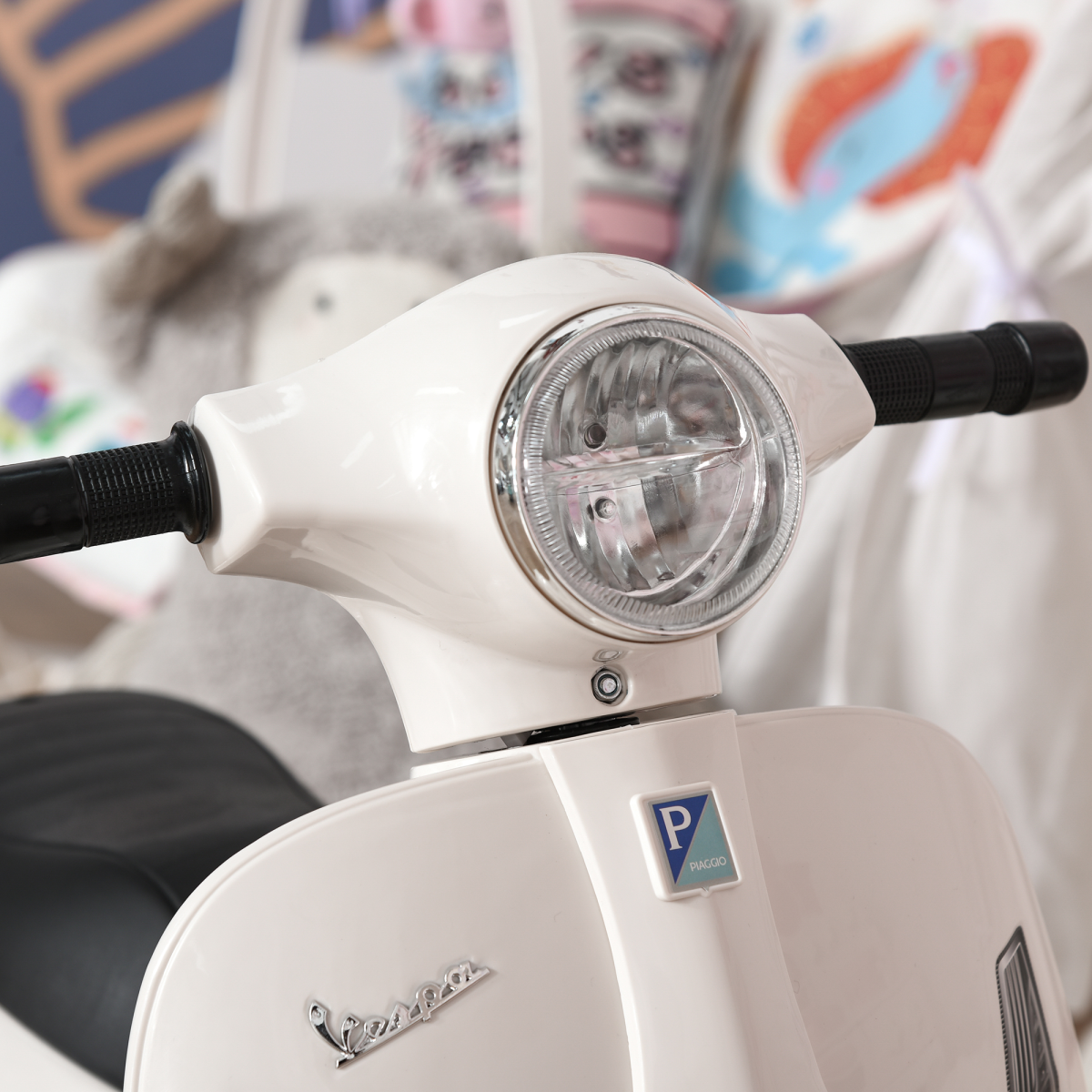 Licensed Vespa 6V Kids Ride On Motorcycle with Lights & Horn