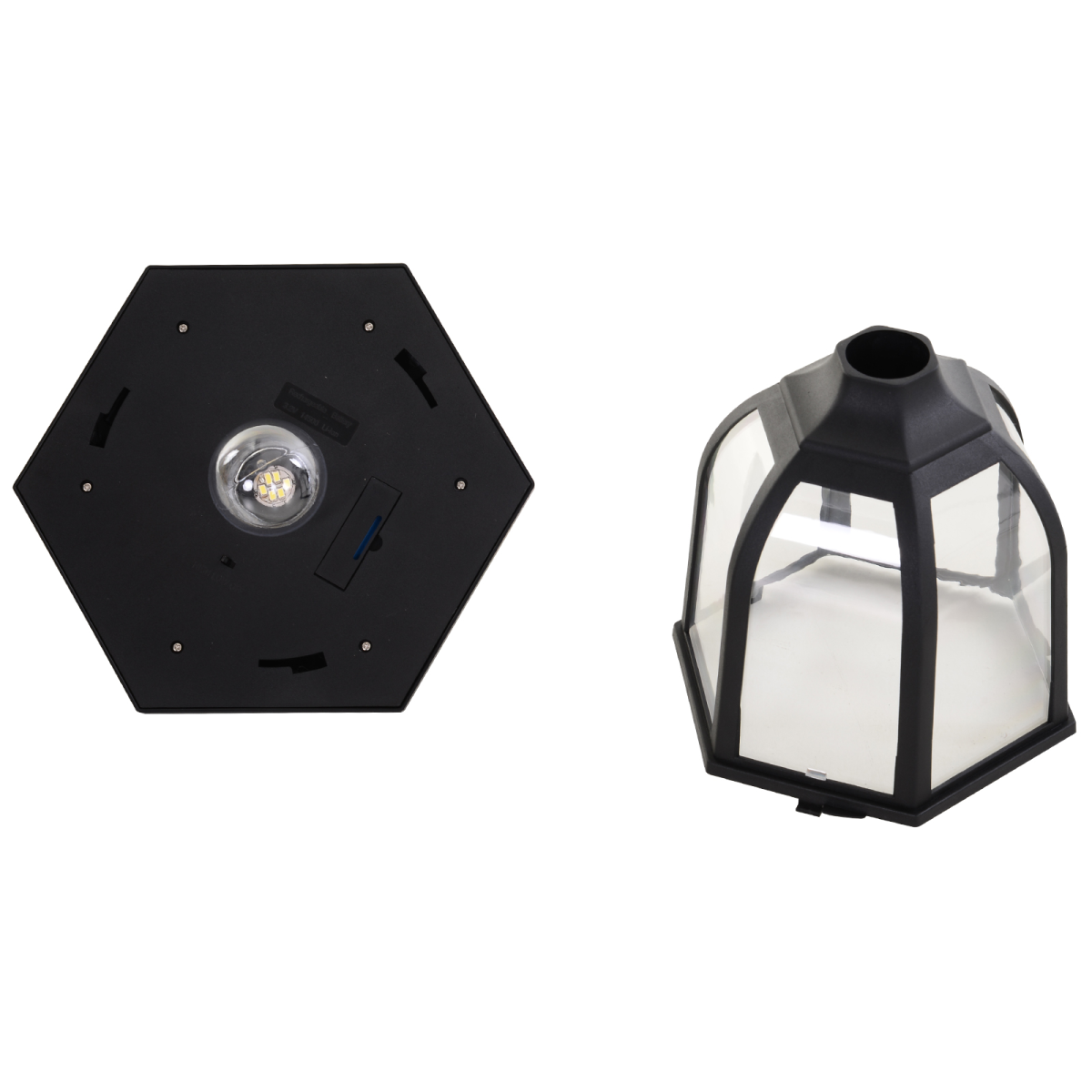 Outsunny 1.77m Black Solar LED Lamp Post with Ground Stake, ABS, IP44, Free-Standing