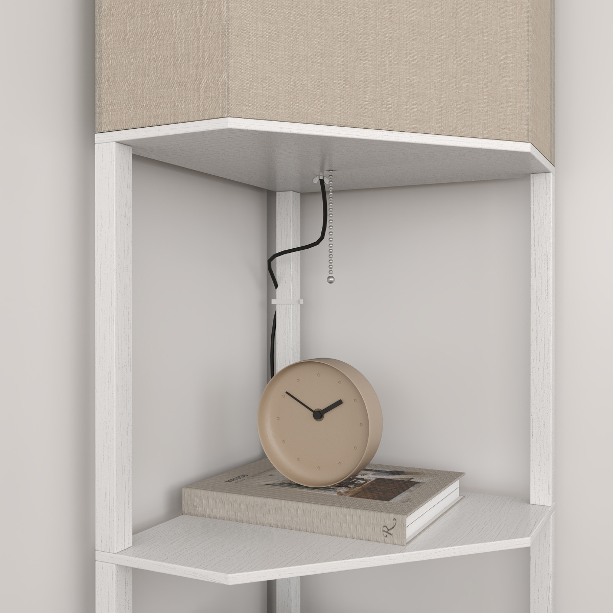 HOMCOM Corner Floor Lamp with Shelves, White