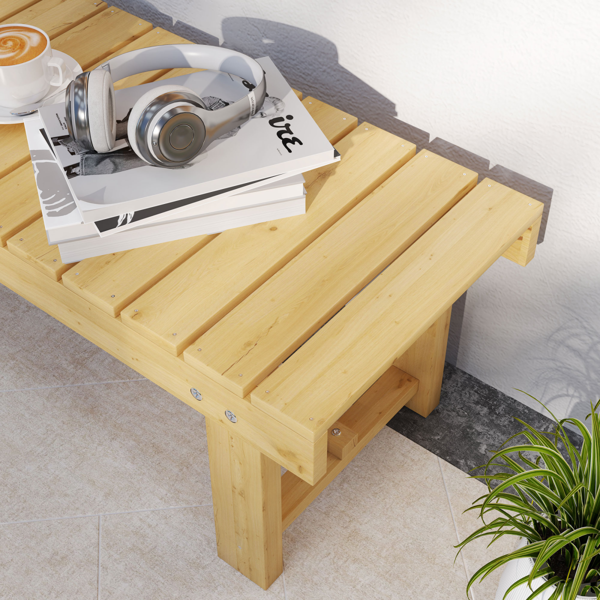 Outsunny 2-Seater Fir Wood Outdoor Garden Patio Bench, Slatted Seat, Weather-Resistant Finish, 250kg Capacity
