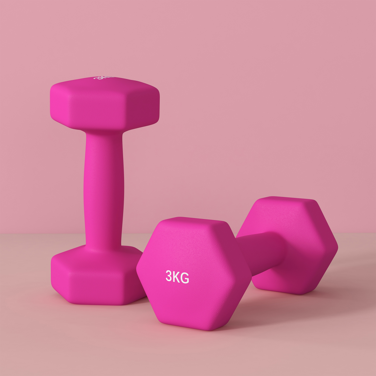 SPORTNOW 2-Piece Pink 3kg Hex Dumbbell Set with Non-Slip Grip