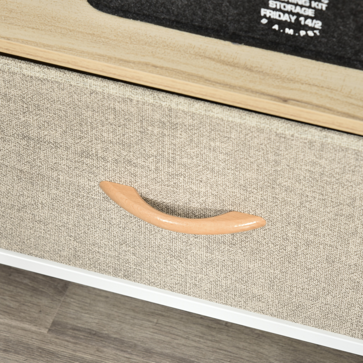 Maple TV Cabinet with 2 Foldable Linen Drawers and Open Shelf
