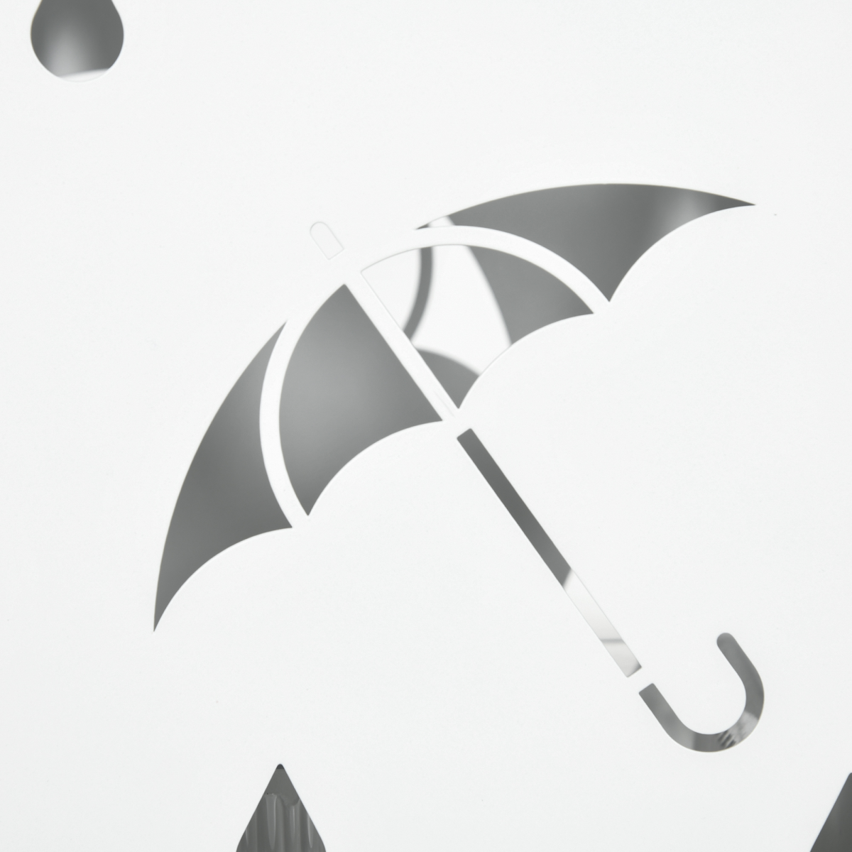 HOMCOM Square Metal Umbrella Stand with 4 Hooks and Drip Tray White