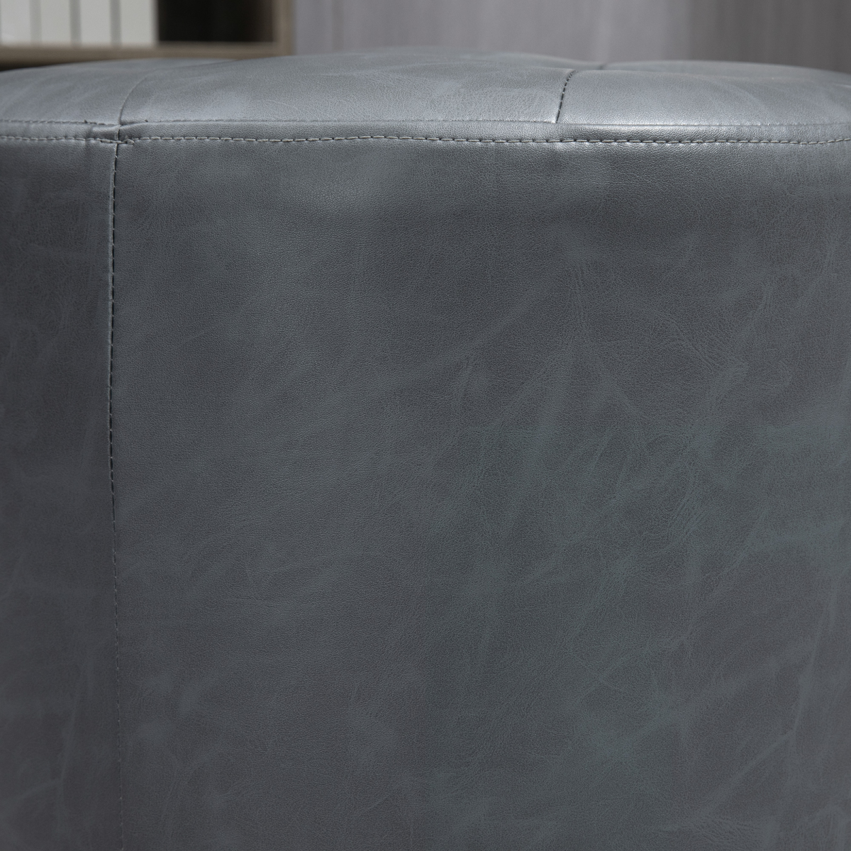 HOMCOM Grey 360 Swivel Footstool Ottoman with Thick Padding and Steel Base