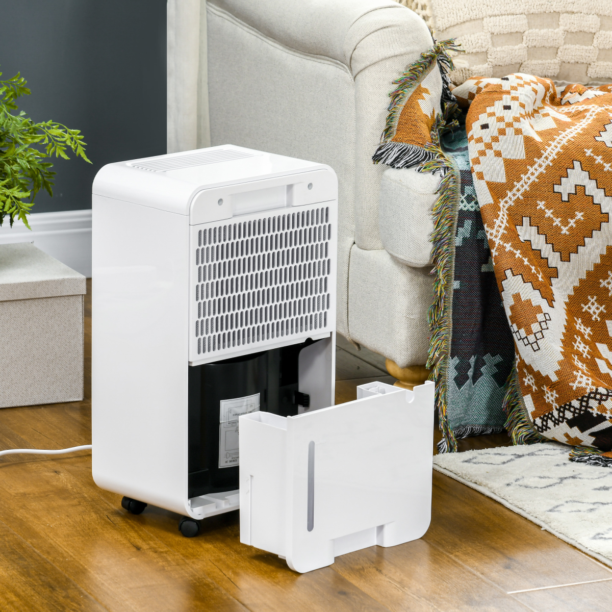 HOMCOM 10L/Day Quiet Dehumidifier with Purifier, 5 Modes, Timer