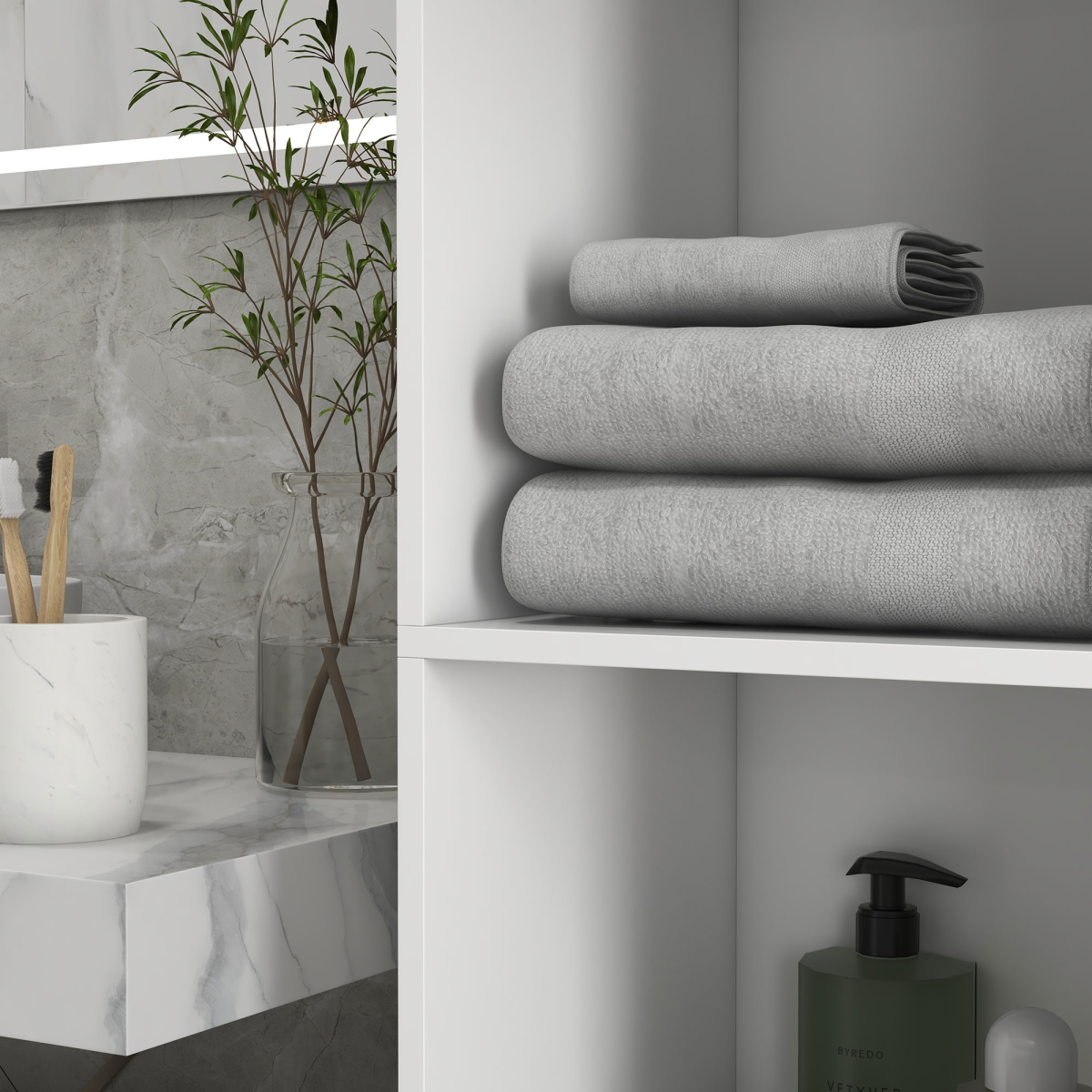 kleankin Bathroom Storage Cabinet, High Gloss White, Adjustable Shelves