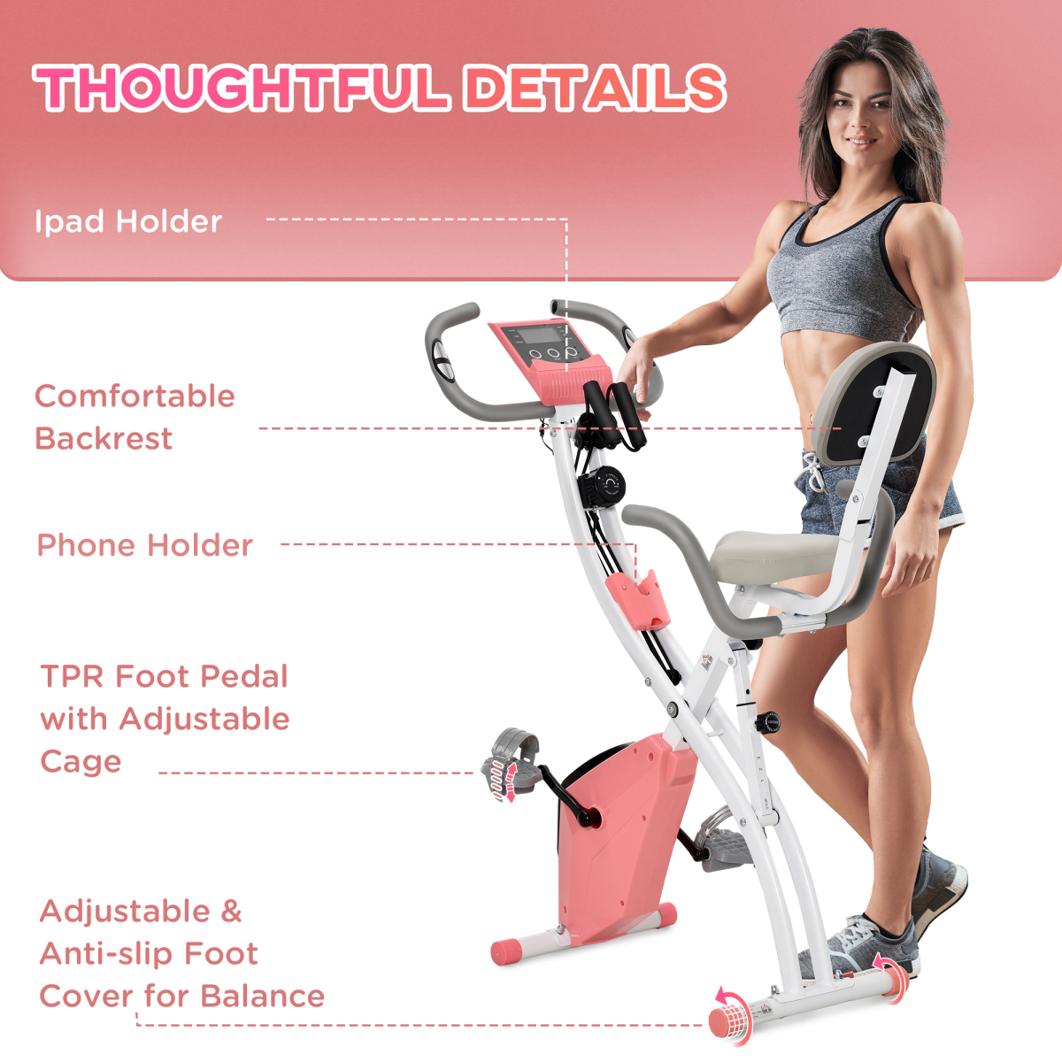 2-in-1 Upright and Recumbent Exercise Bike with 8-Level Adjustable Resistance, Pulse Sensor, LCD Monitor, Phone Holder, and Foldable Design