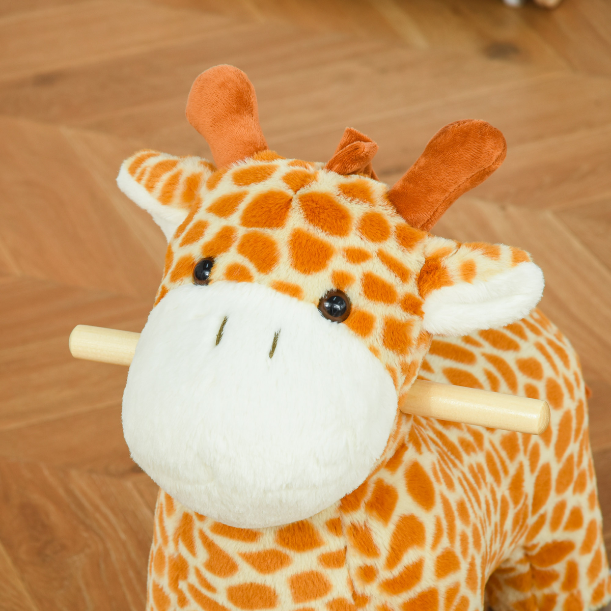 2-in-1 Kids Plush Giraffe Rocking Ride-On with Sound and Wheels Yellow