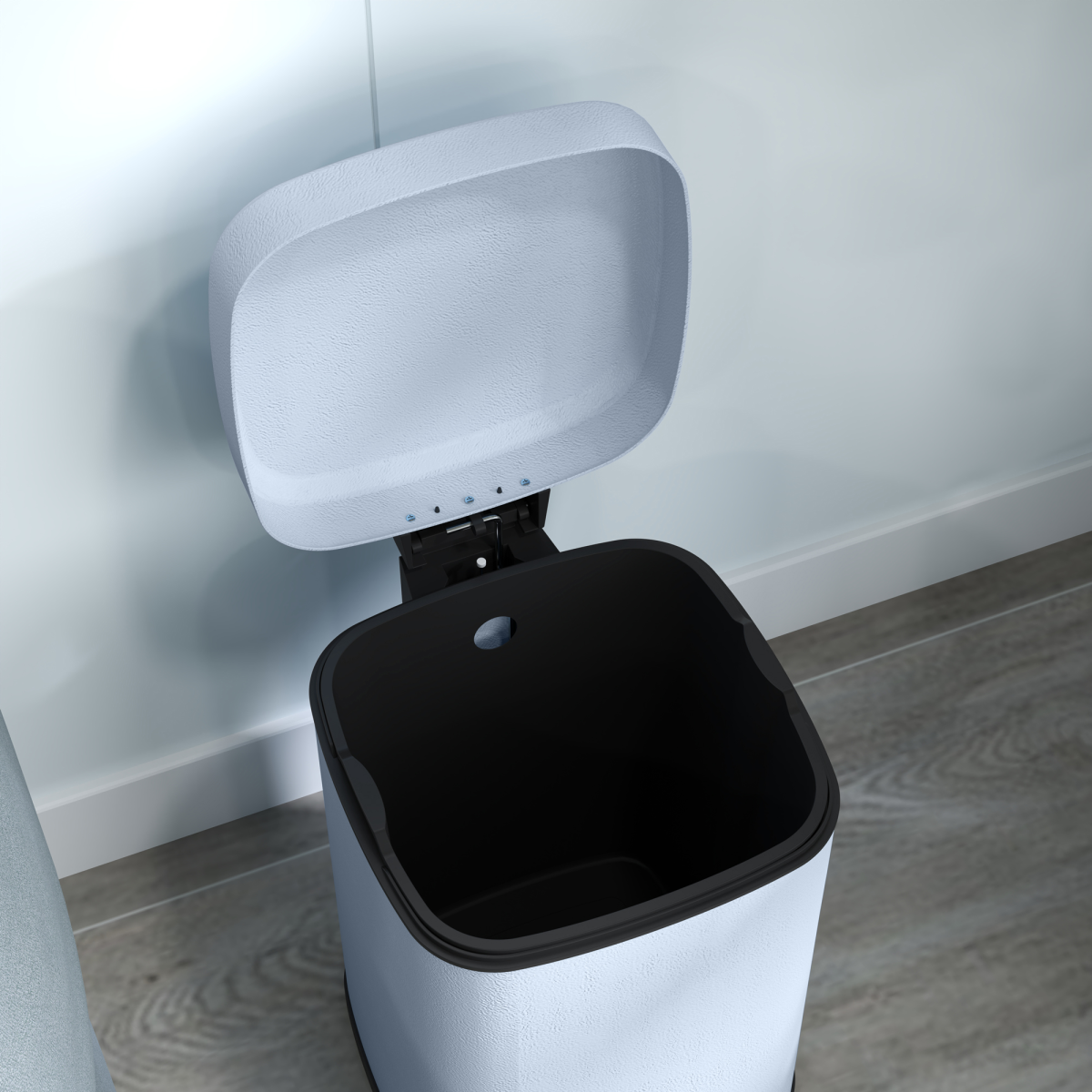 HOMCOM 12L Kitchen Pedal Bin with Soft-Close Lid, Light Blue