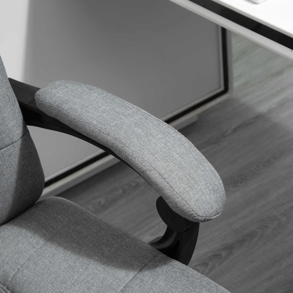 Office Chair with Footrest, Adjustable Height, 155° Recline, Swivel, Armrests, Rolling, Light Grey