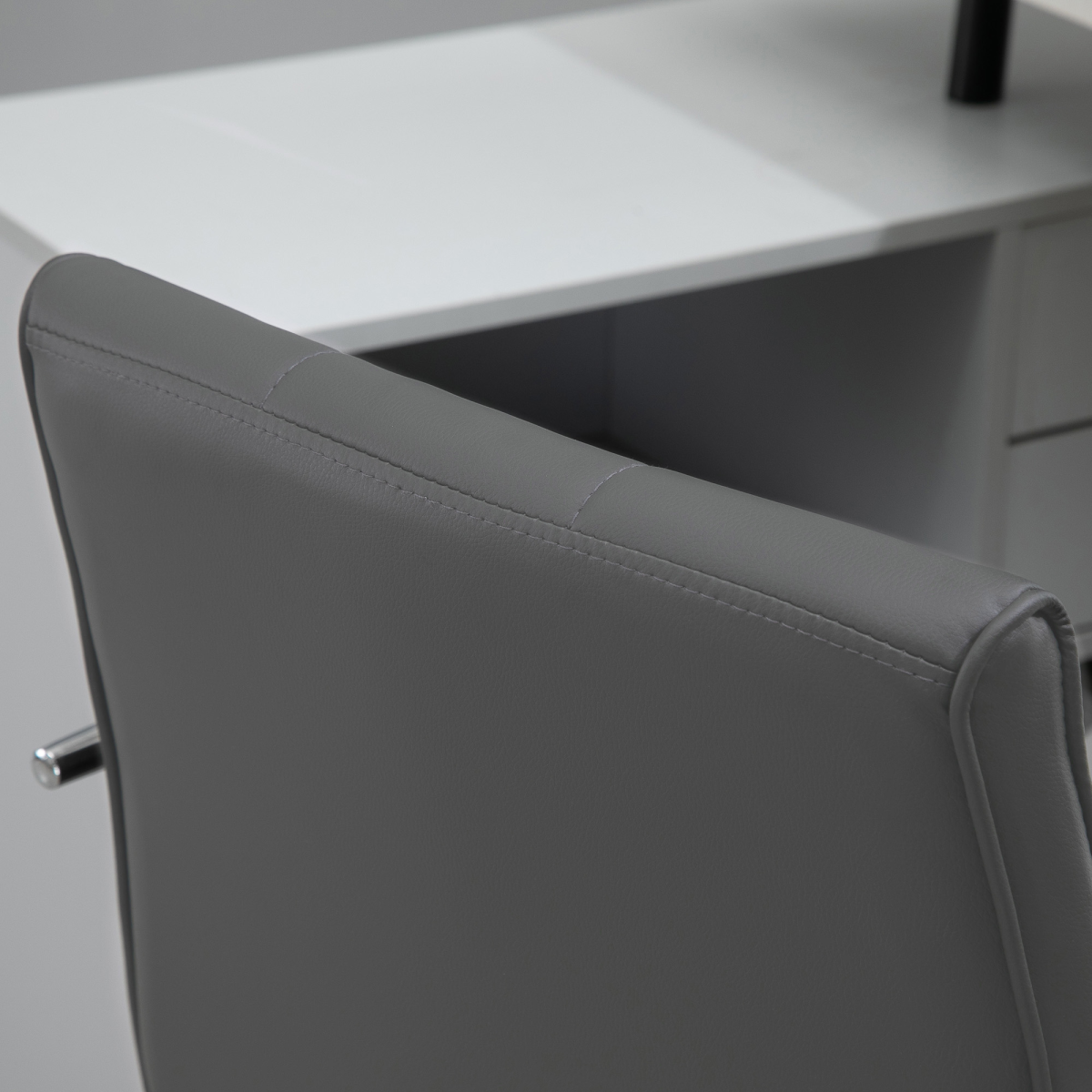 Vinsetto Grey Faux Leather Adjustable Swivel Desk Chair with Arms