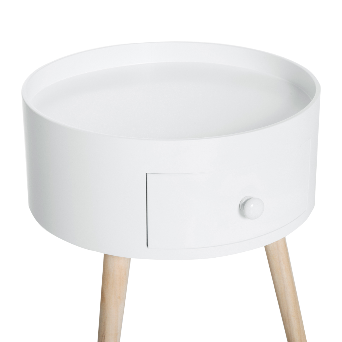 HOMCOM Round Coffee Table with Drawer, 38 x 45H cm, White