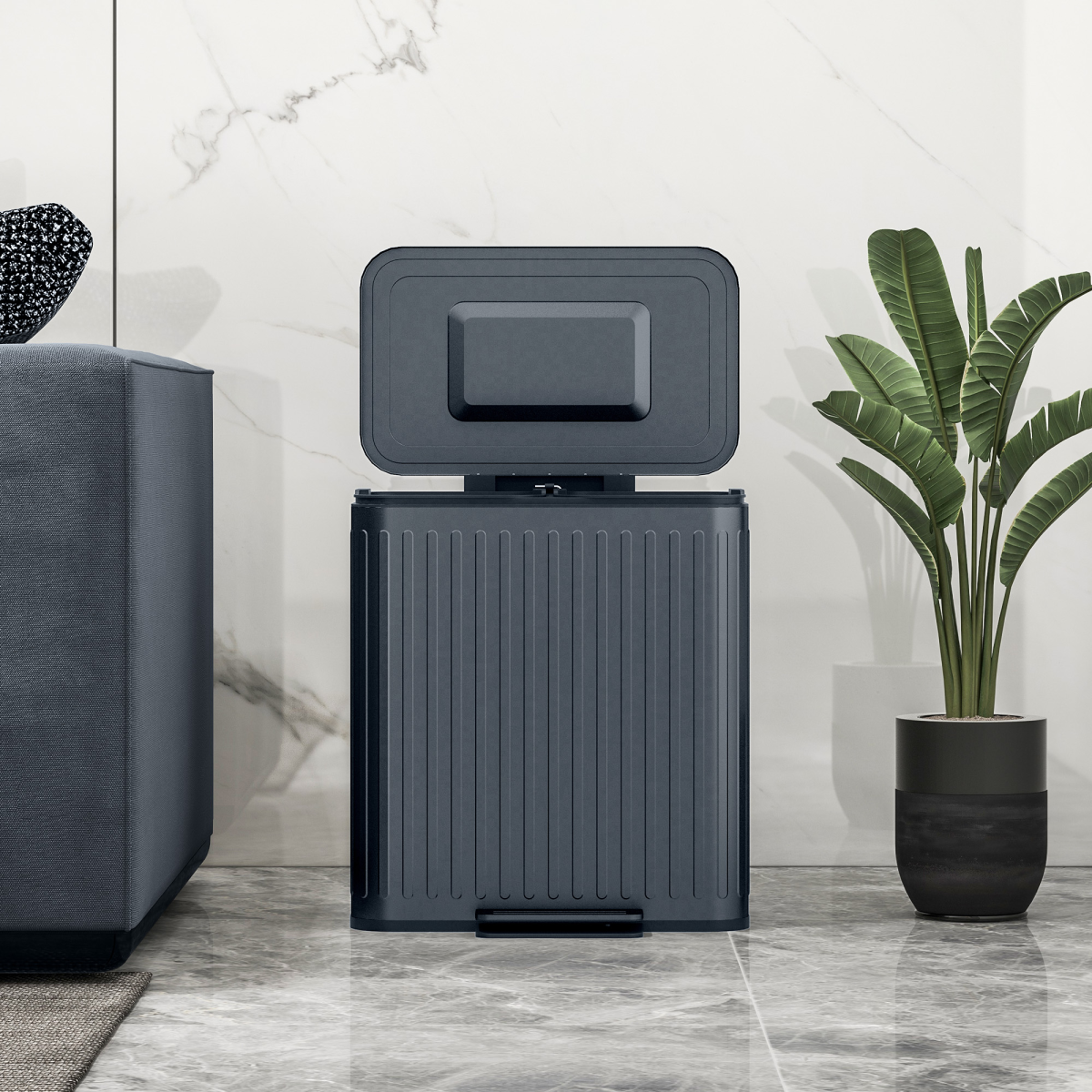 HOMCOM 2 x 20L Double Pedal Bin with Soft-Close Lid, Black