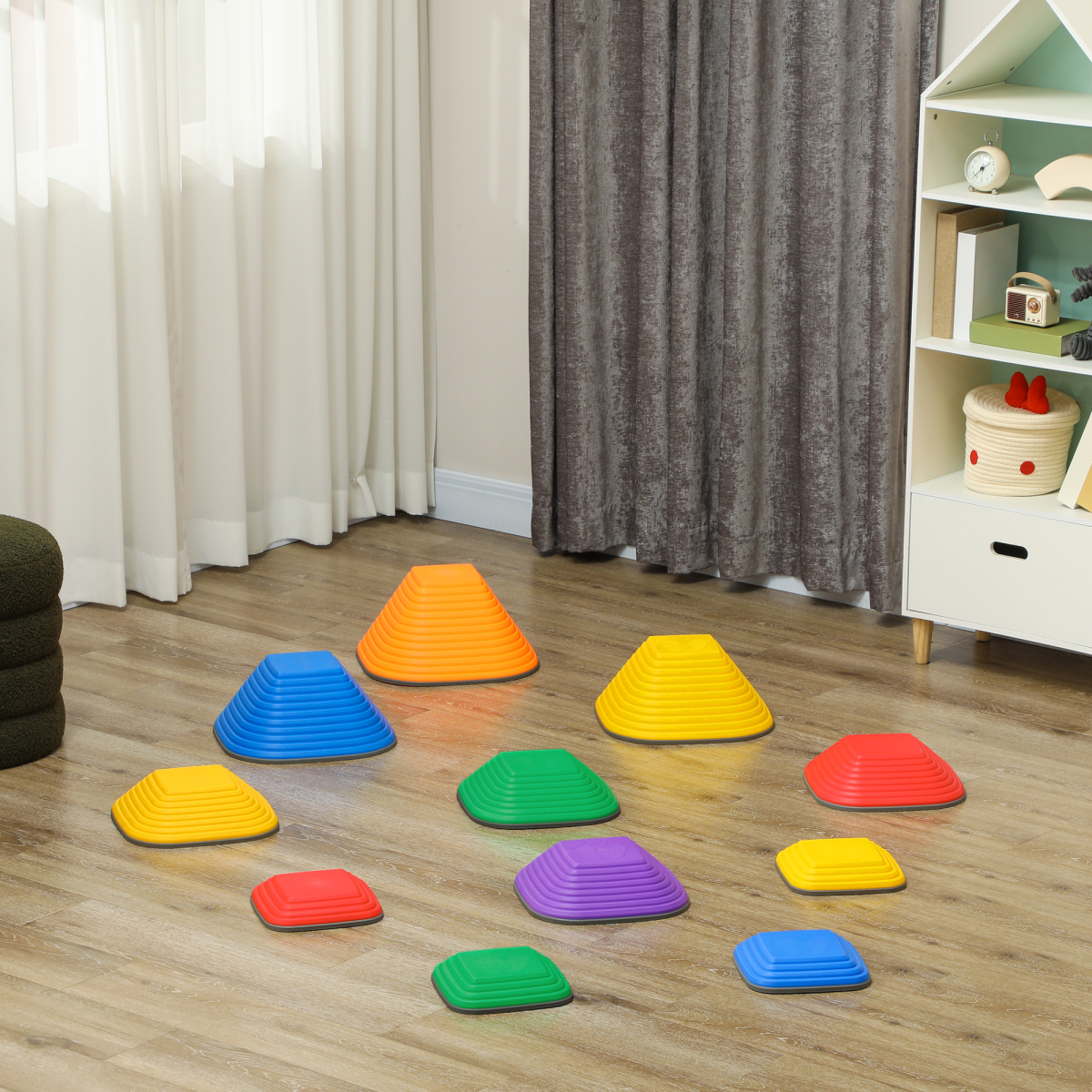 AIYAPLAY 11-Piece Balance Stepping Stones for Kids, Indoor Outdoor