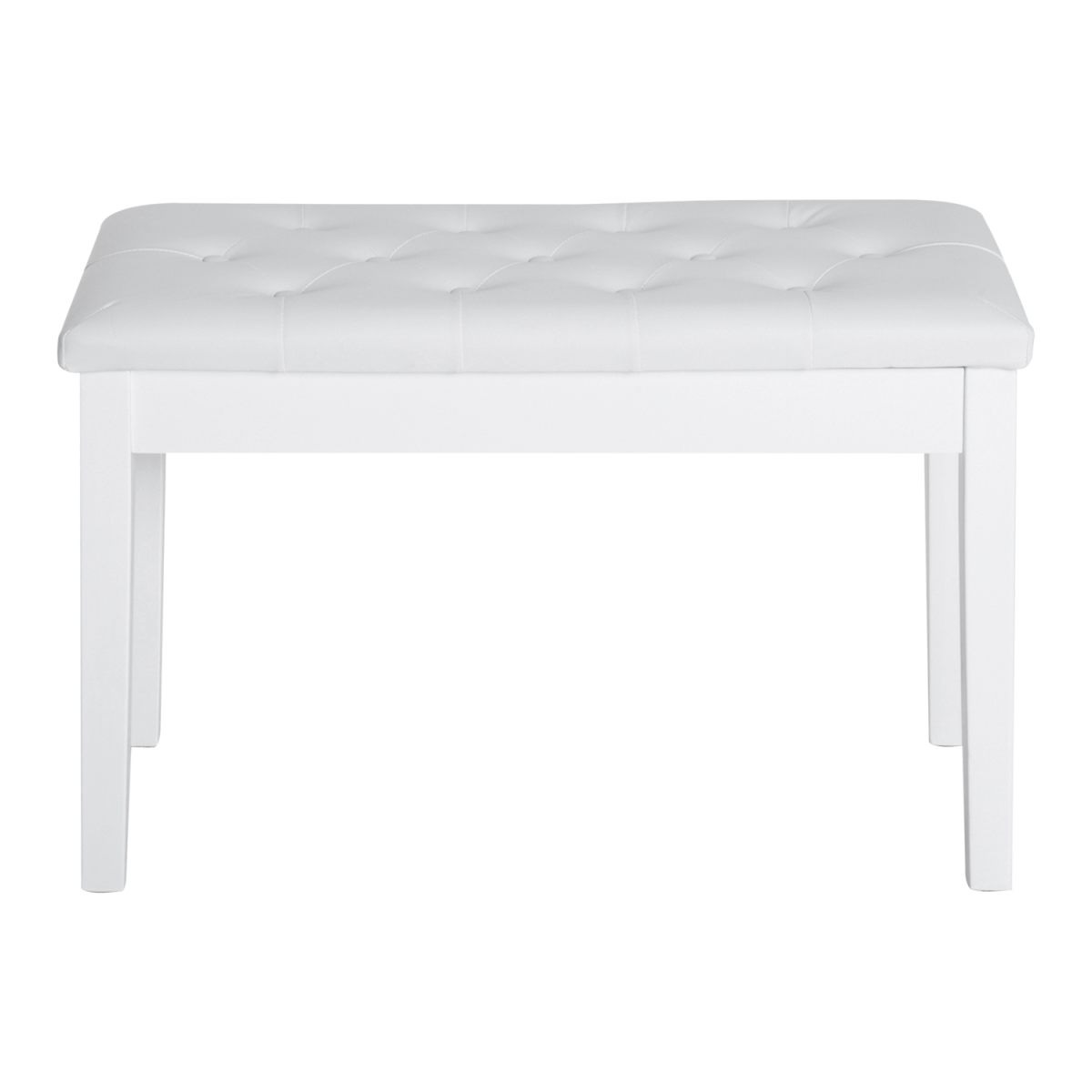 HOMCOM Tufted Piano Bench with Storage, Faux Leather, White