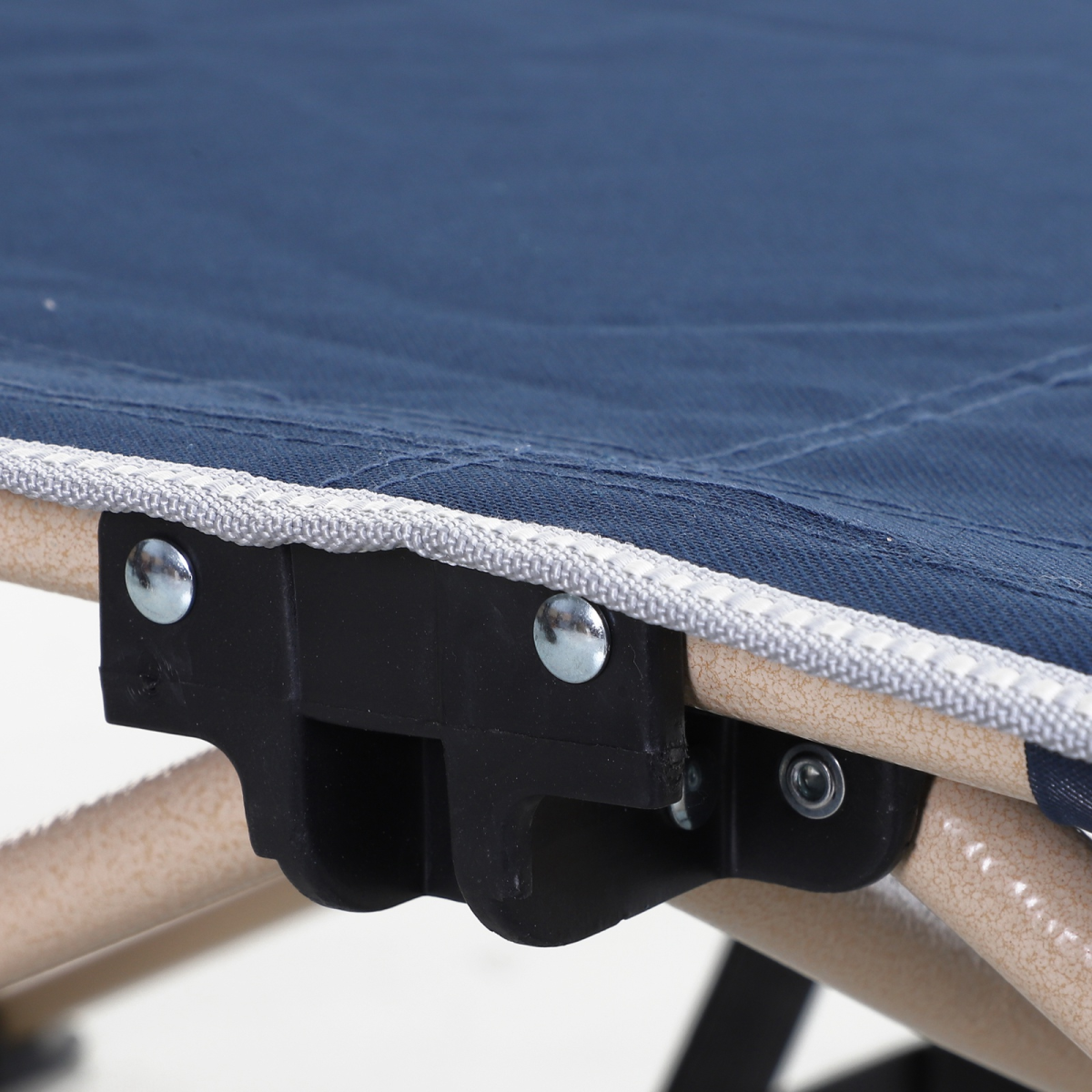 Portable Blue Camping Cot with Steel Frame, Side Pocket & Carry Bag