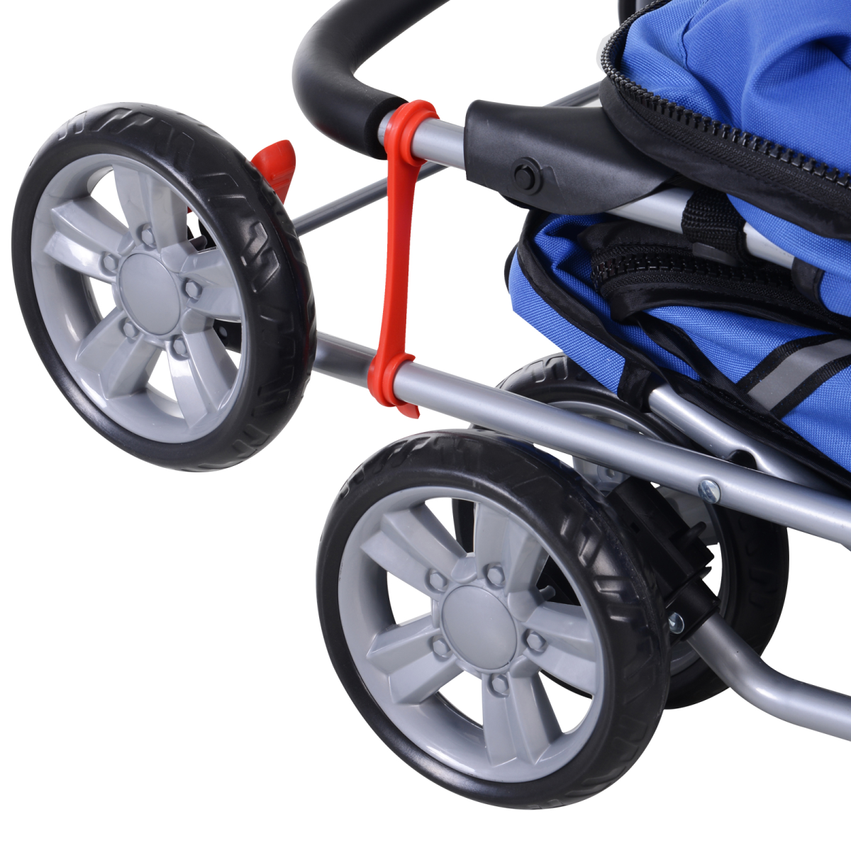 PawHut Foldable Pet Stroller for Small Dogs, 4-Wheel Jogger Pushchair with Brake, Mesh Windows, Storage Compartment and Cup Holder