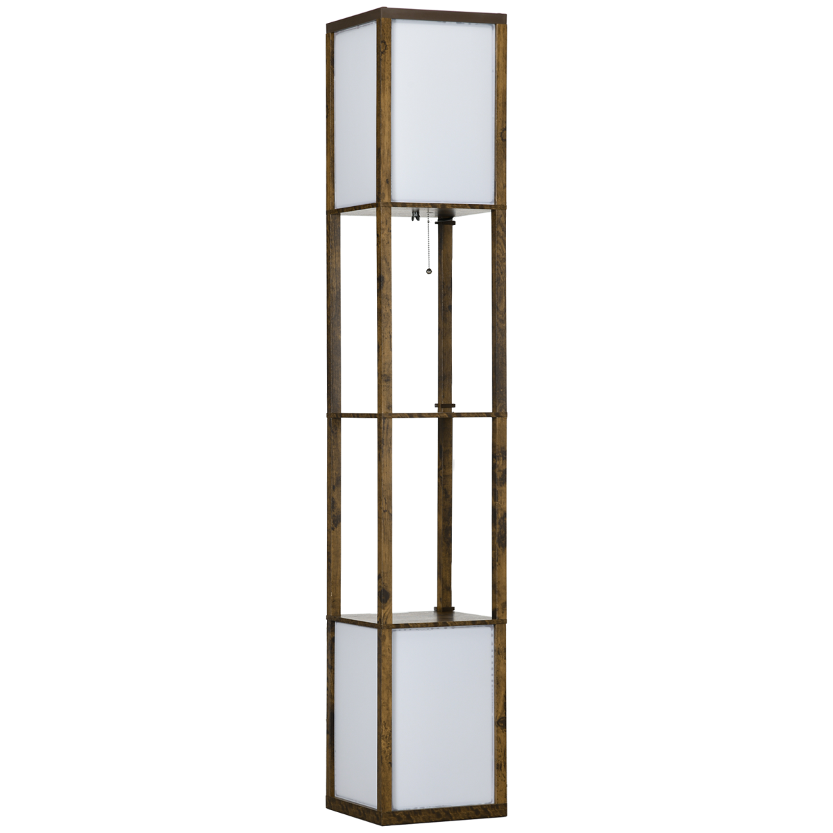 HOMCOM Shelf Floor Lamp with Dual Light, Brown for Living Room Bedroom