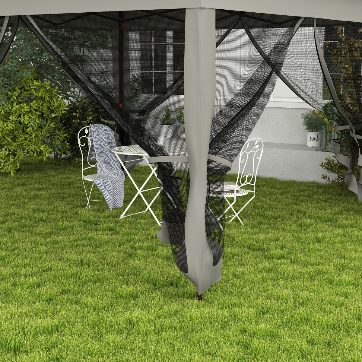 Outsunny Garden Folding Pop Up Gazebo Tent with Metal Frame, Dark Grey