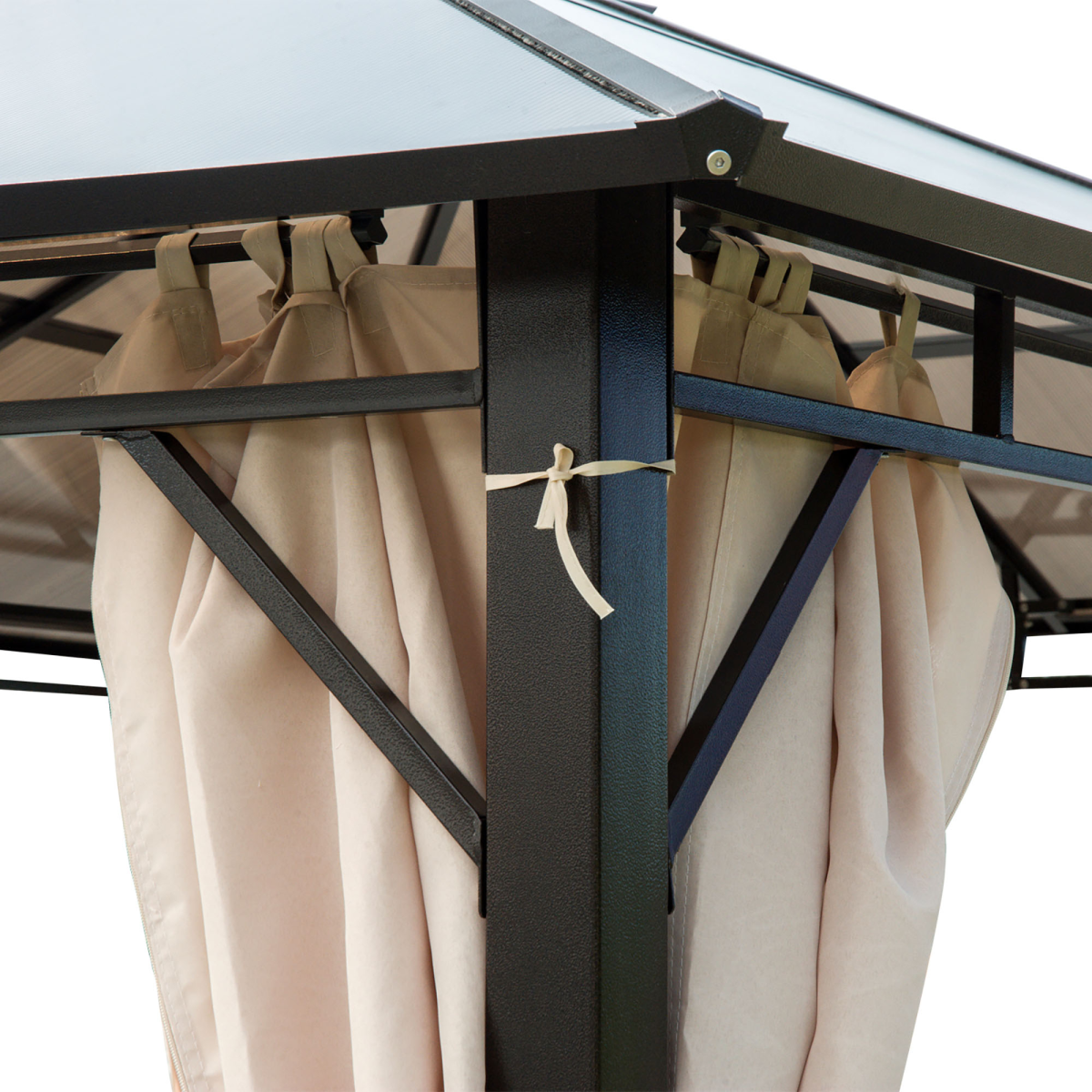 3.6 x 3 m Hardtop Garden Gazebo with Polycarbonate Roof, Brown