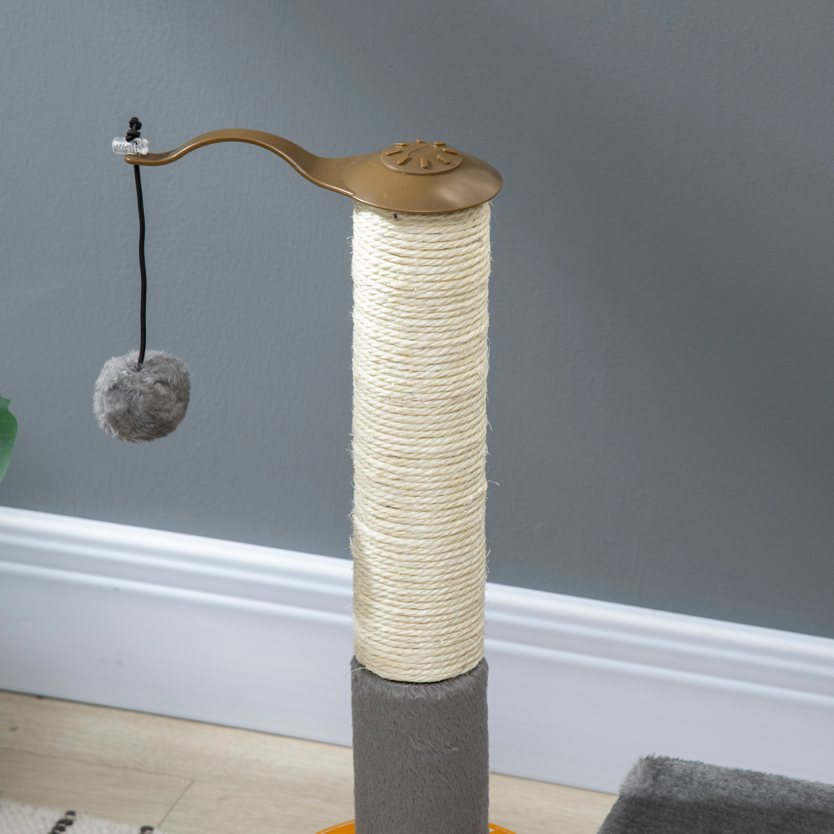 PawHut Grey Cat Tree with Scratching Post & Toys, 56cm