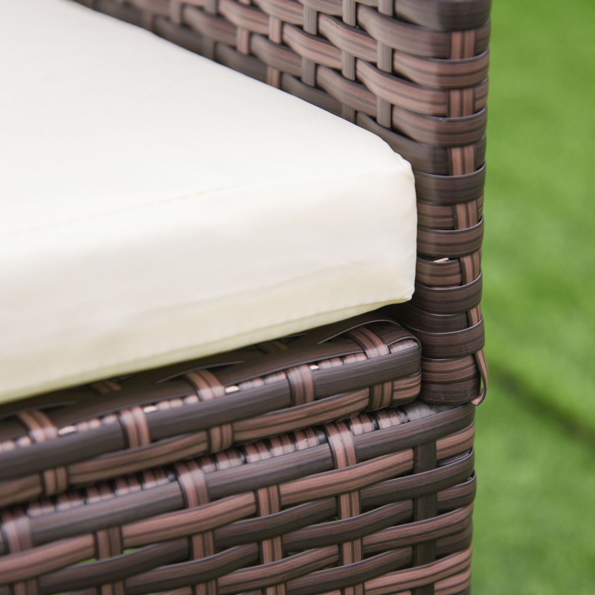 Outsunny 2-Seater Outdoor Rattan Armchair with Armrests and Cushions, Mixed Brown
