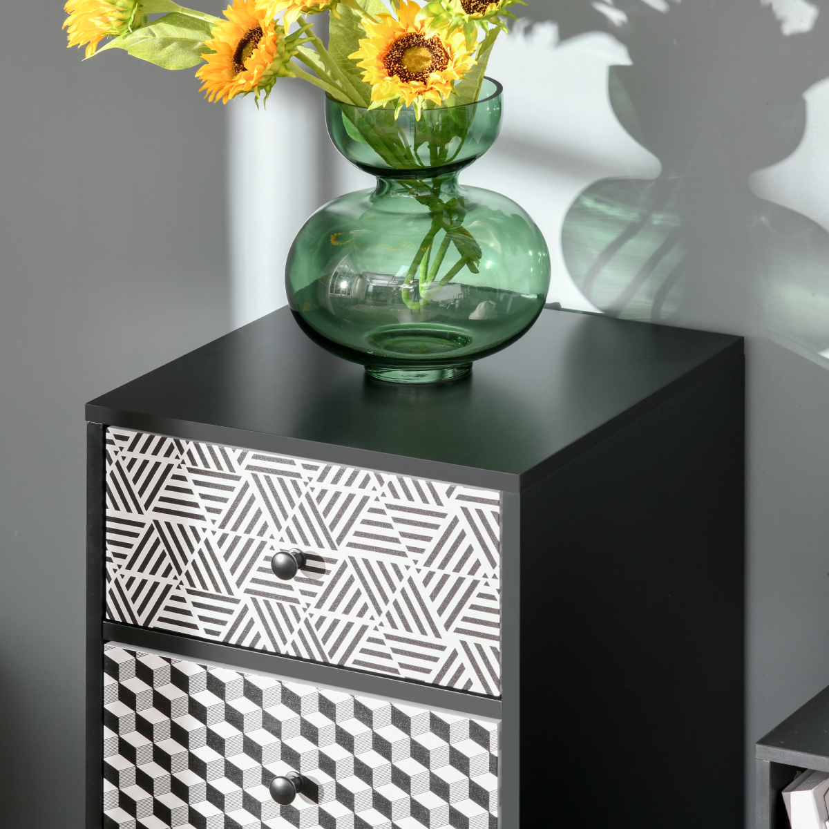 5-Drawer Dresser with Geometric Fronts for Bedroom, Living Room