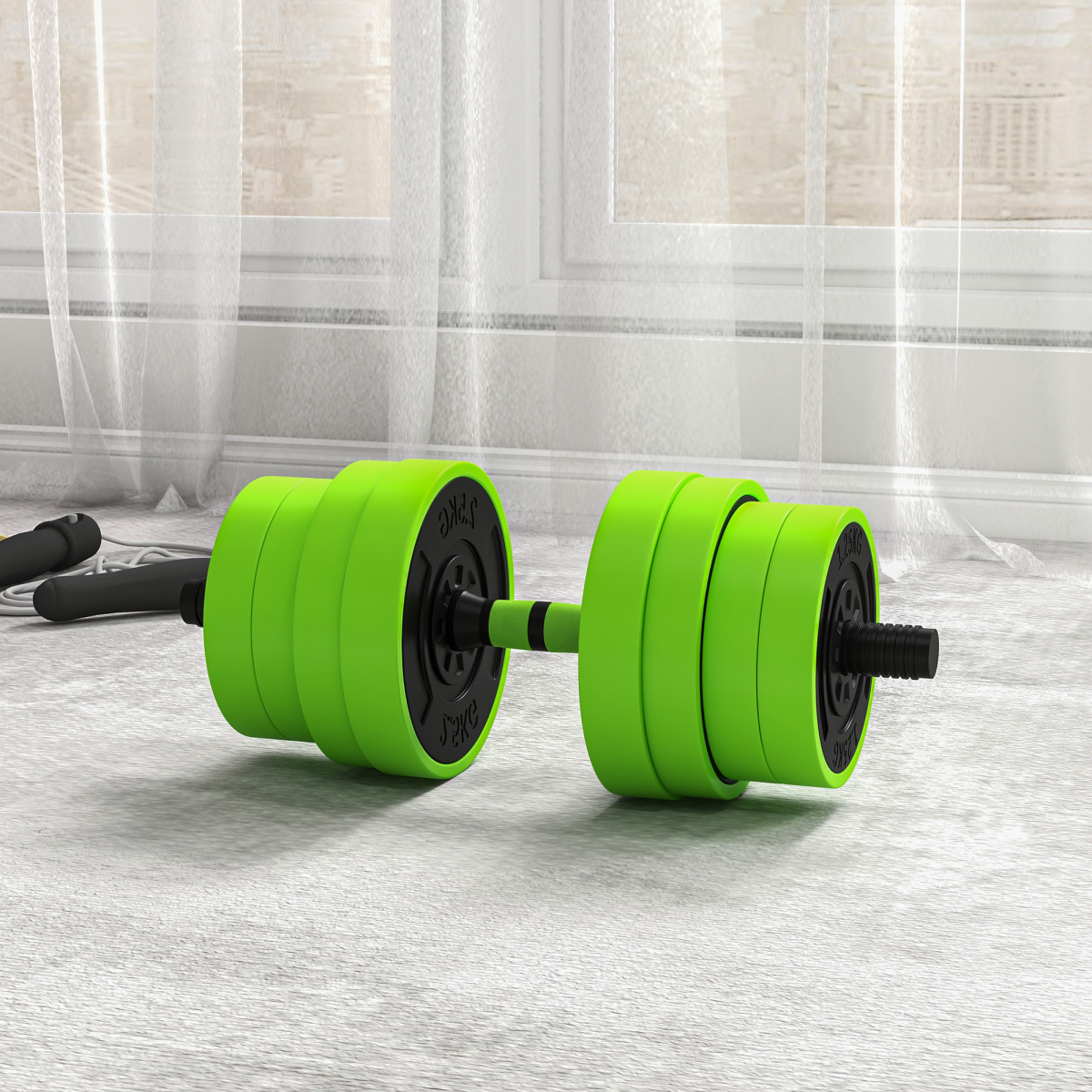 AIYAPLAY 30kg 4-in-1 Dumbbell Set: Barbell, Kettlebell & Push-Up Stands