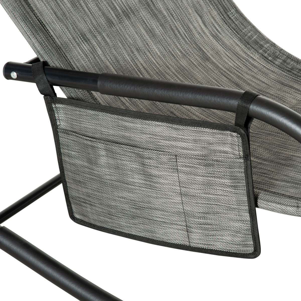 Outsunny Breathable Mesh Rocking Chair with Removable Headrest, Dark Grey