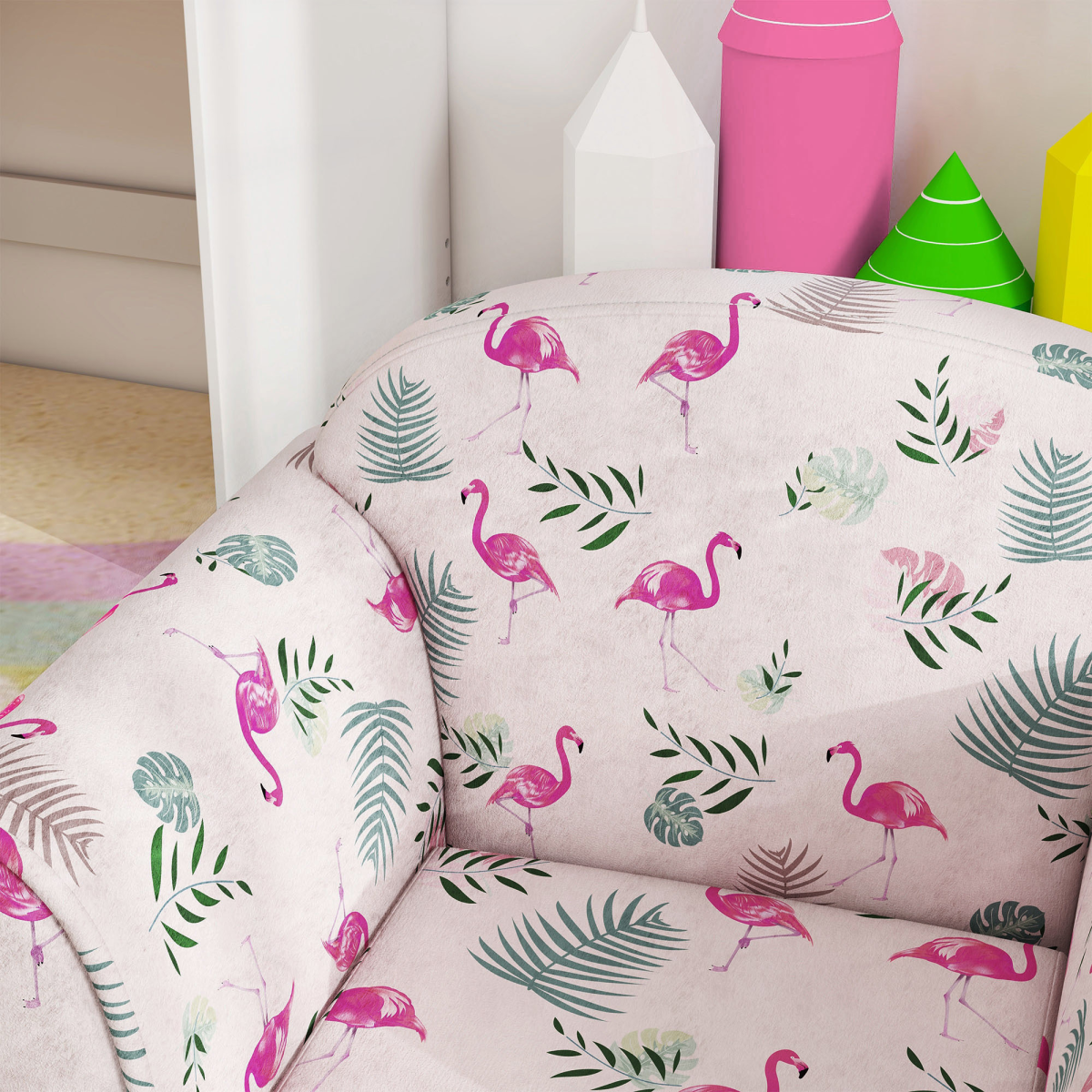 AIYAPLAY Flamingo Kids Sofa Chair, Pink, Soft Toddler Seat