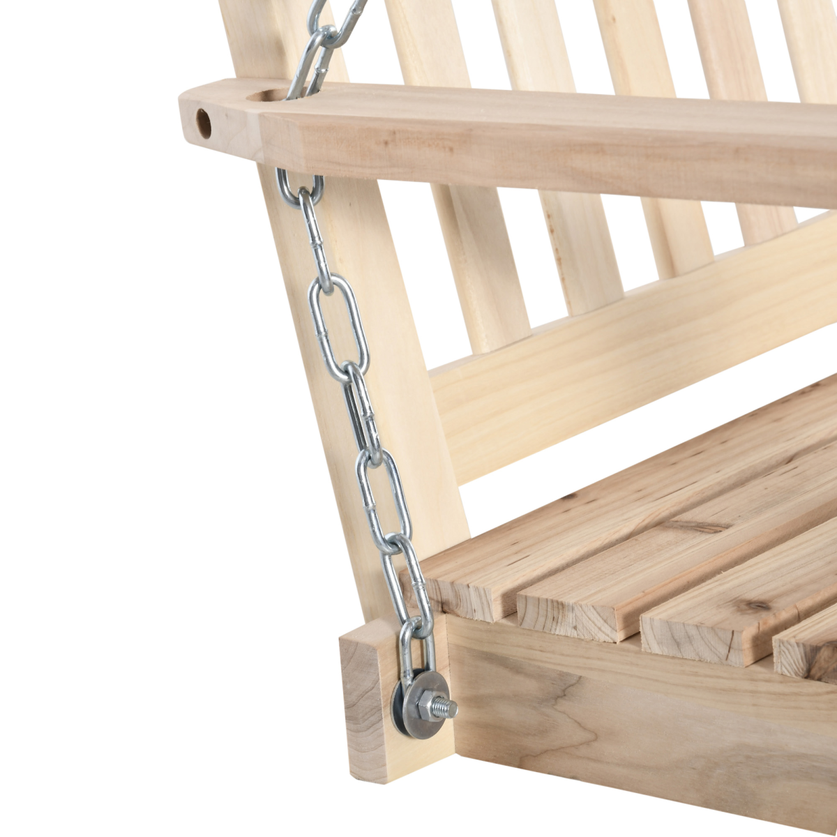 Outsunny 2-Person Wooden Porch Swing Chair with Hanging Chains