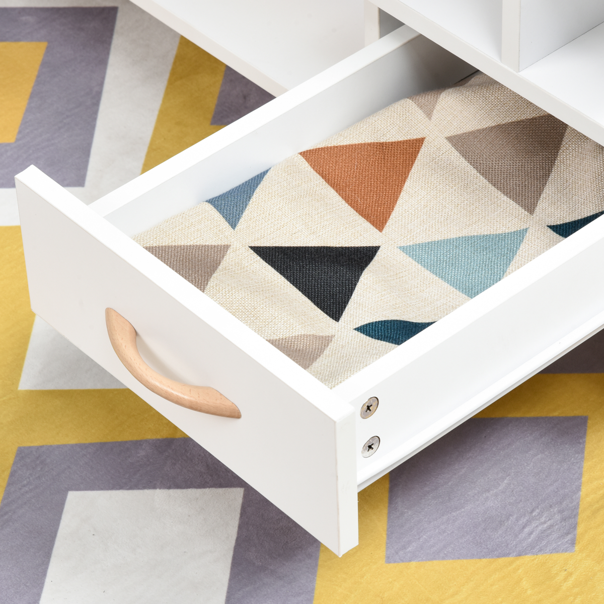 HOMCOM Coffee Table with Storage, White Sofa Side Table with Cabinet, Drawer and Shelf