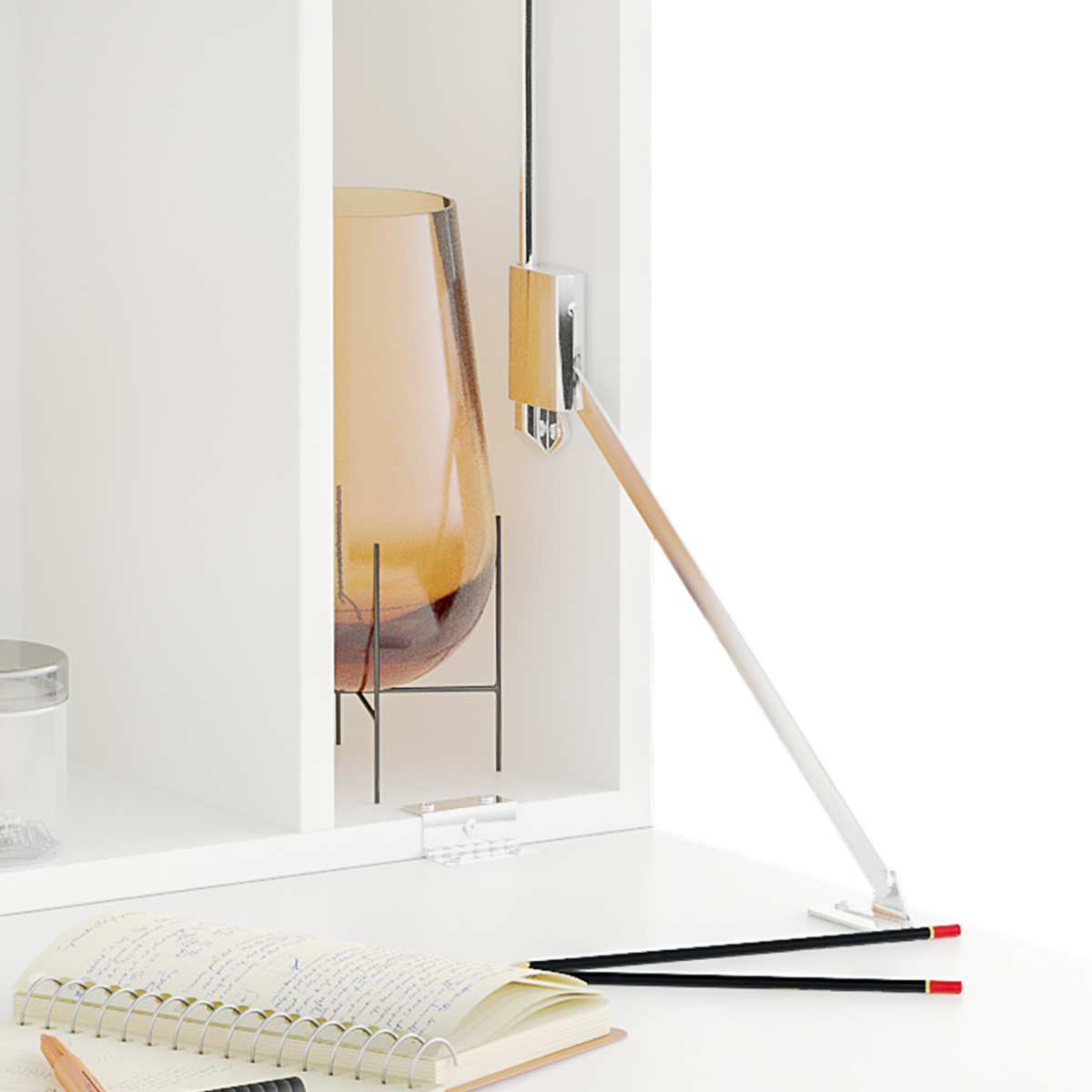 Wall Mounted Fold-Down Floating Computer Desk with Storage